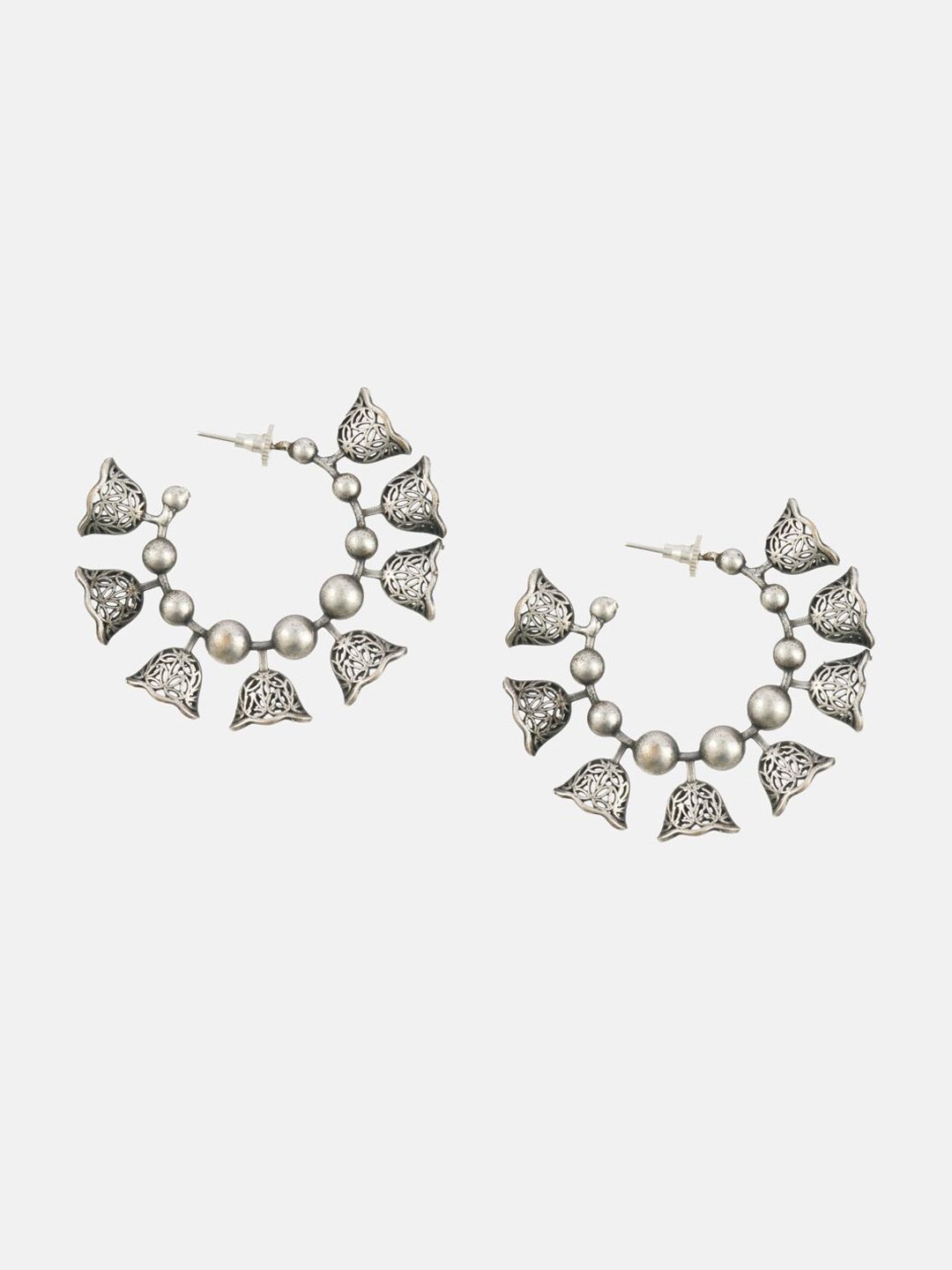 ATIBELLE Set Of 2 German Silver Plated Beaded Classic Drop & Hoop Earrings