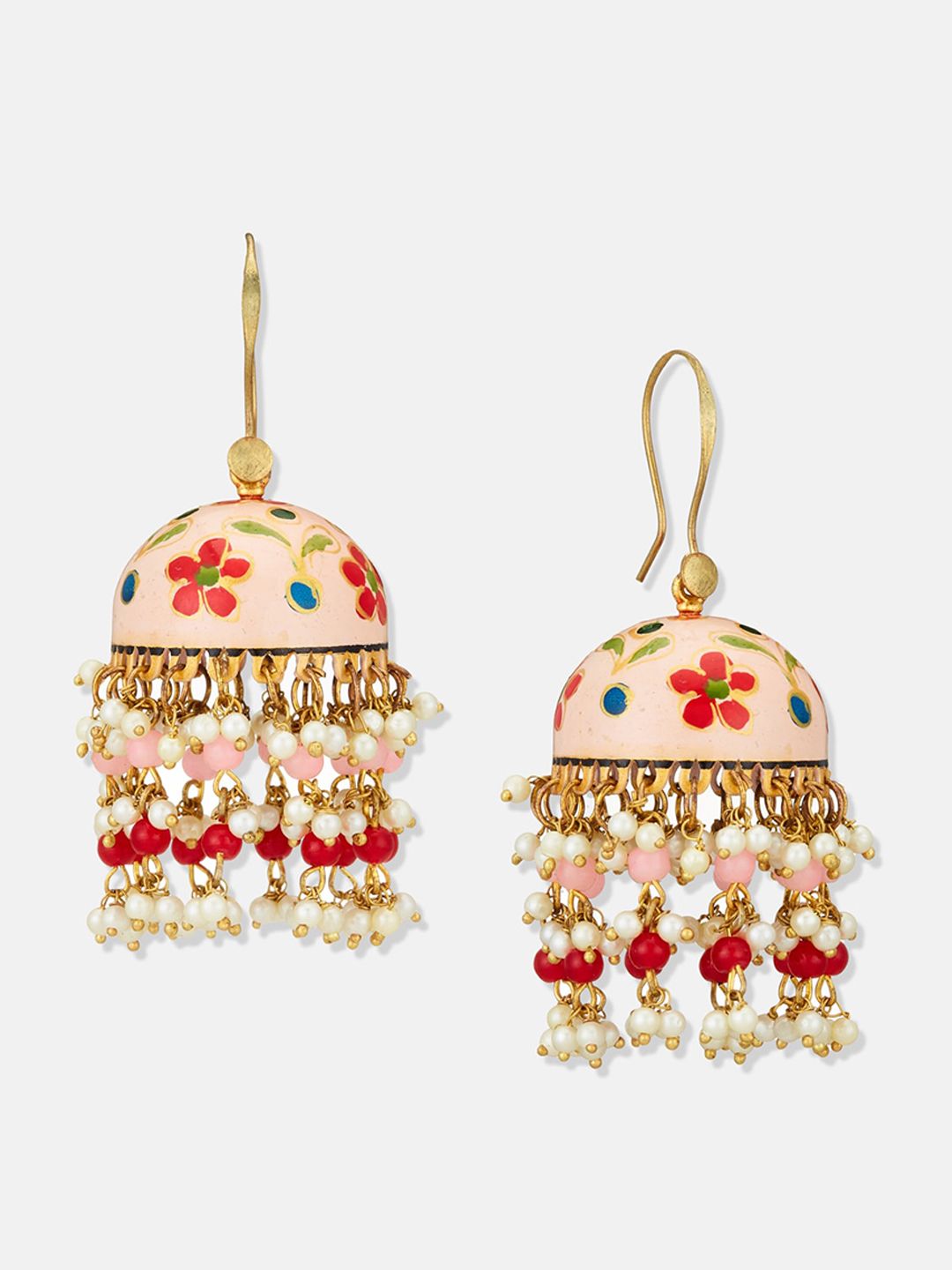 ATIBELLE Set of 2 Gold-Plated Kundan Beaded Drop Earrings & Jhumkas