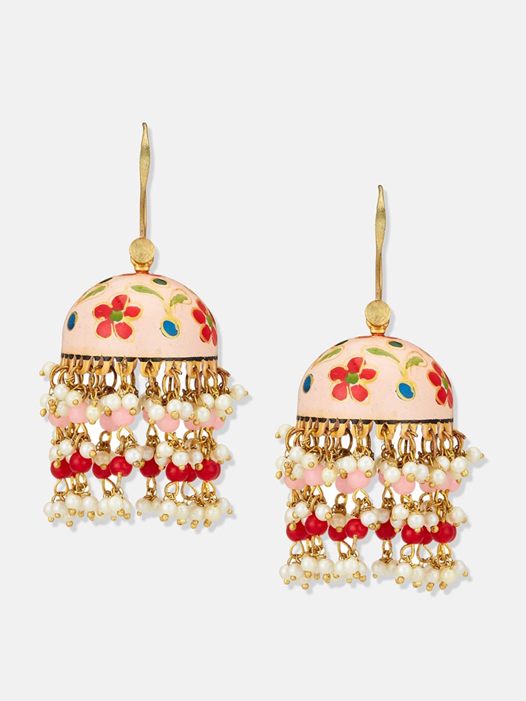 ATIBELLE Set of 2 Gold-Plated Kundan Beaded Drop Earrings & Jhumkas
