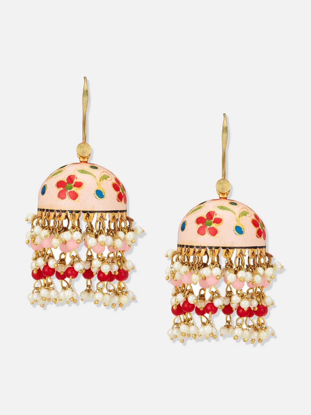 ATIBELLE Gold-Plated Contemporary Meenakari Jhumkas