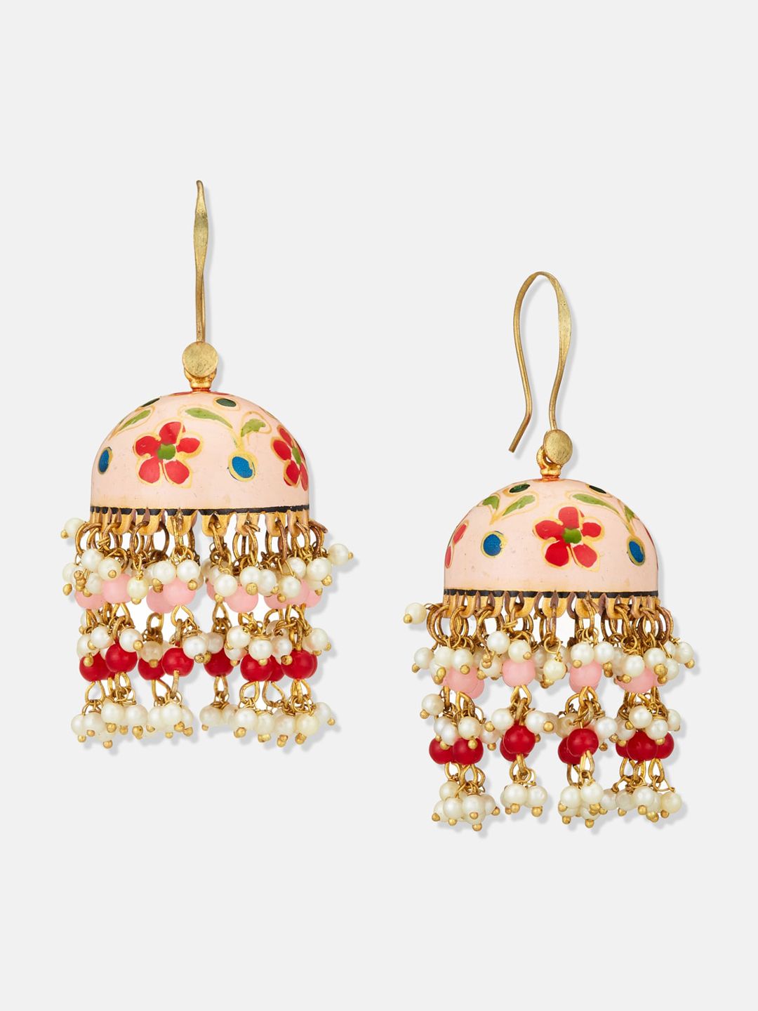 ATIBELLE Gold-Plated Contemporary Meenakari Jhumkas