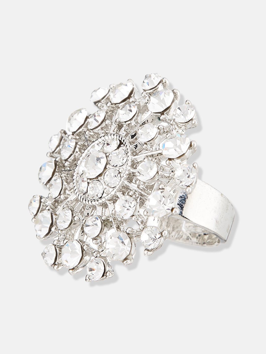 ATIBELLE Silver Plated Stone Studded Finger Ring