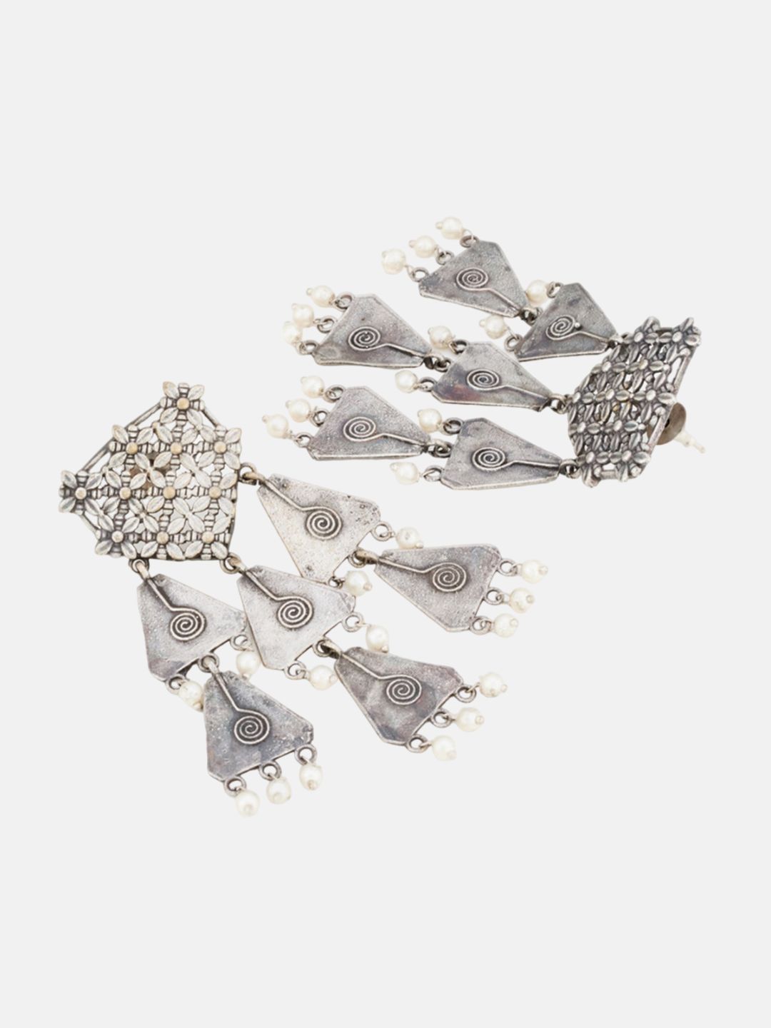 ATIBELLE Set of 2 German Silver Contemporary Drop Earrings