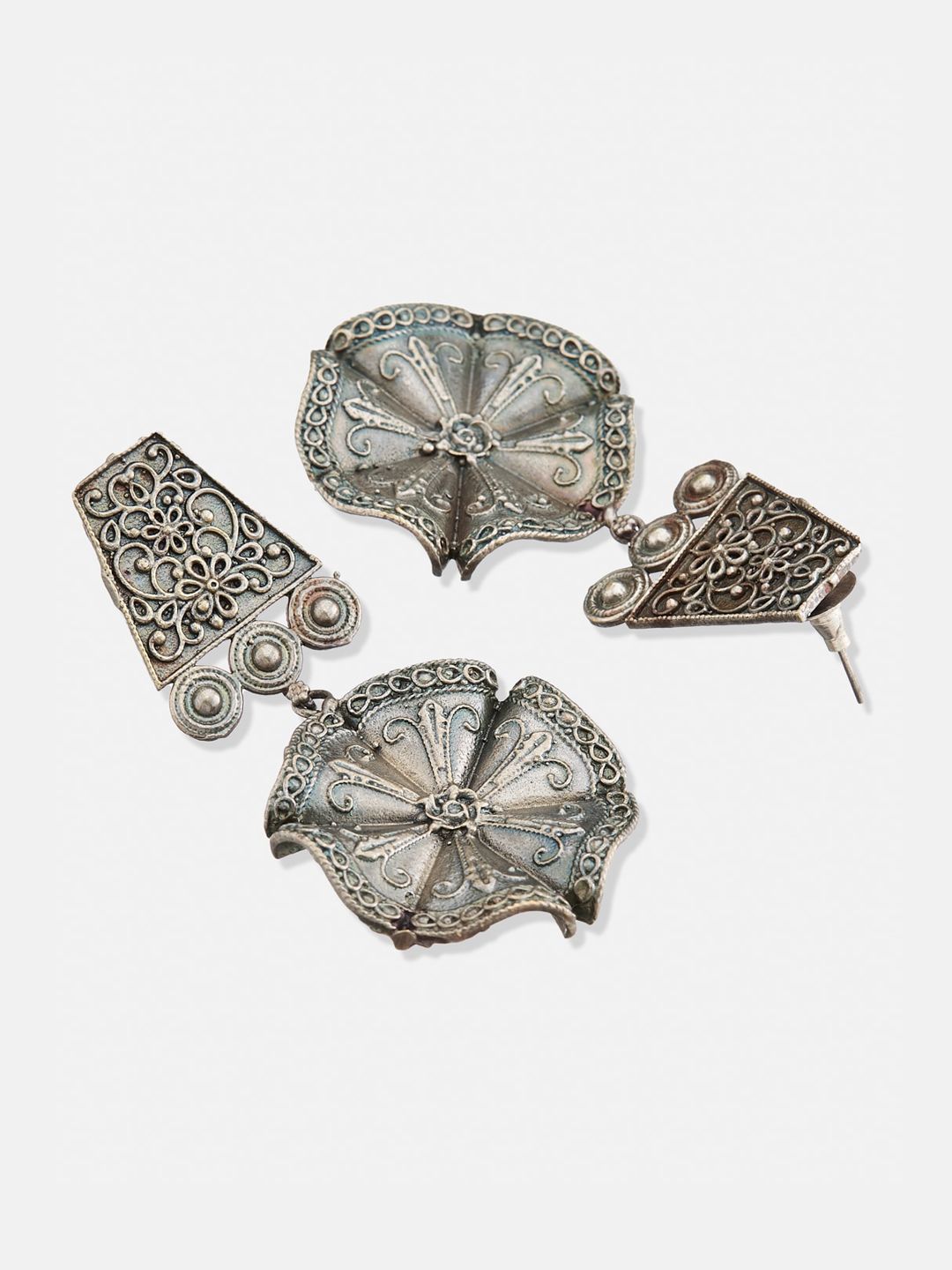ATIBELLE Set of 2 German Silver Contemporary Drop Earrings