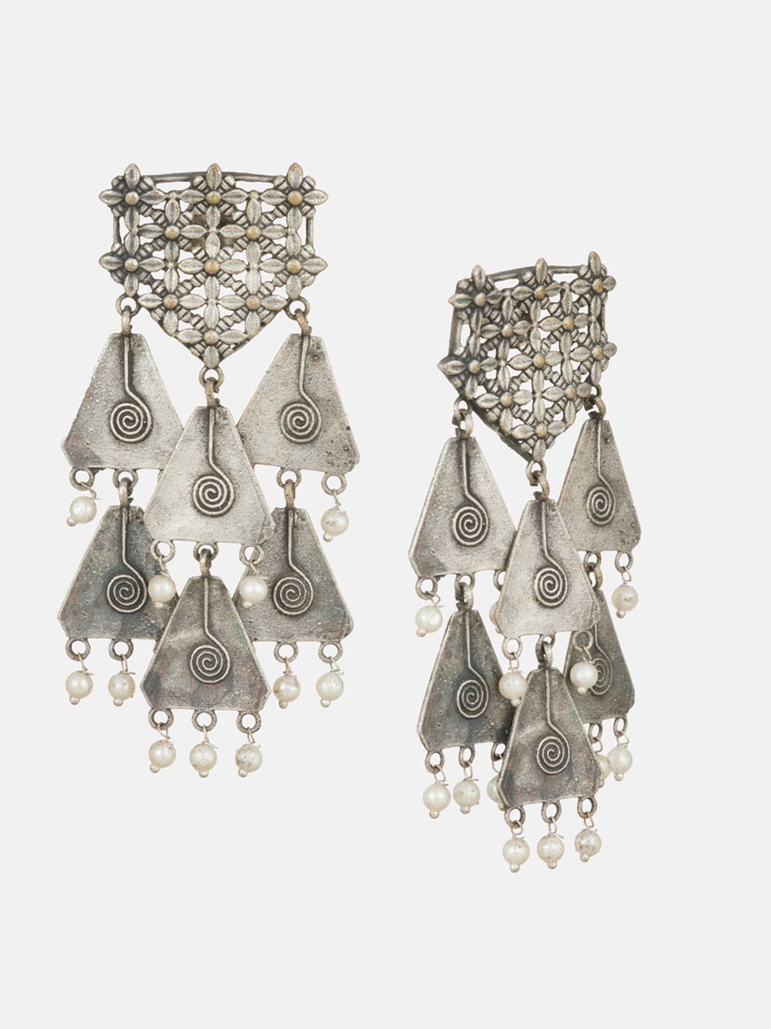 ATIBELLE Set of 2 German Silver Contemporary Drop Earrings