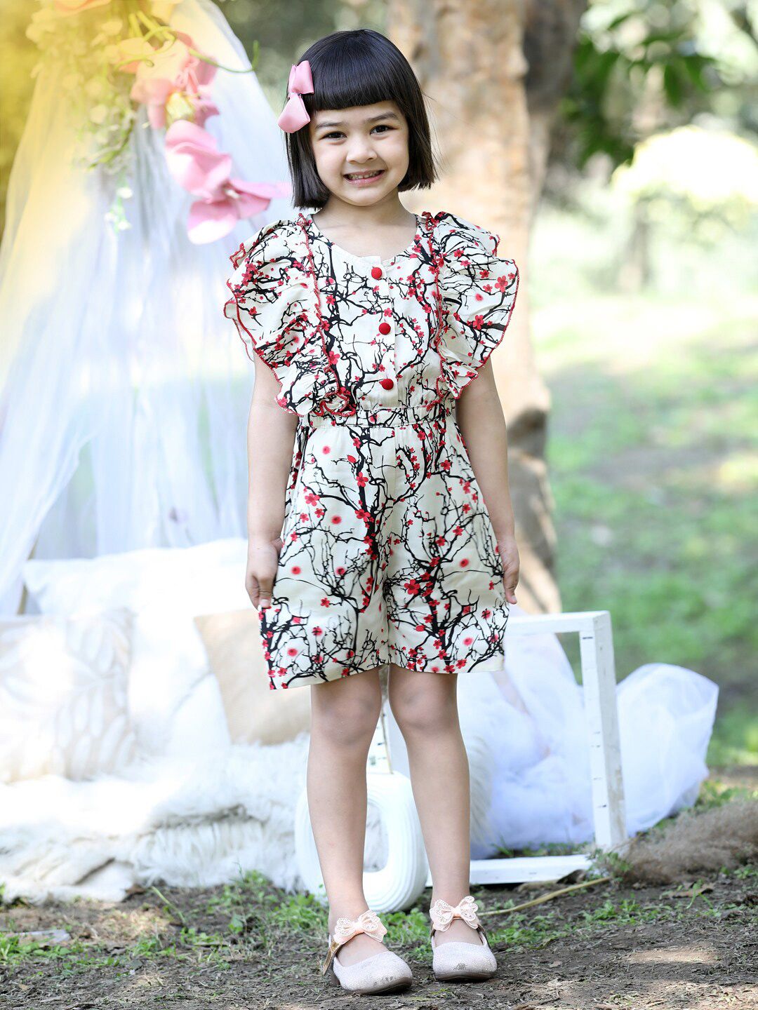 Cutiekins Girls Floral Printed Ruffles Playsuit-picture-18