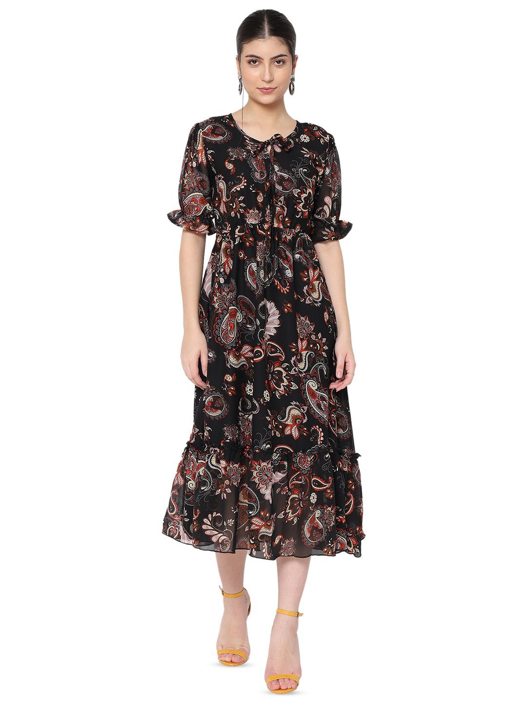 BAESD Floral Printed A-Line Midi Dress-picture-32