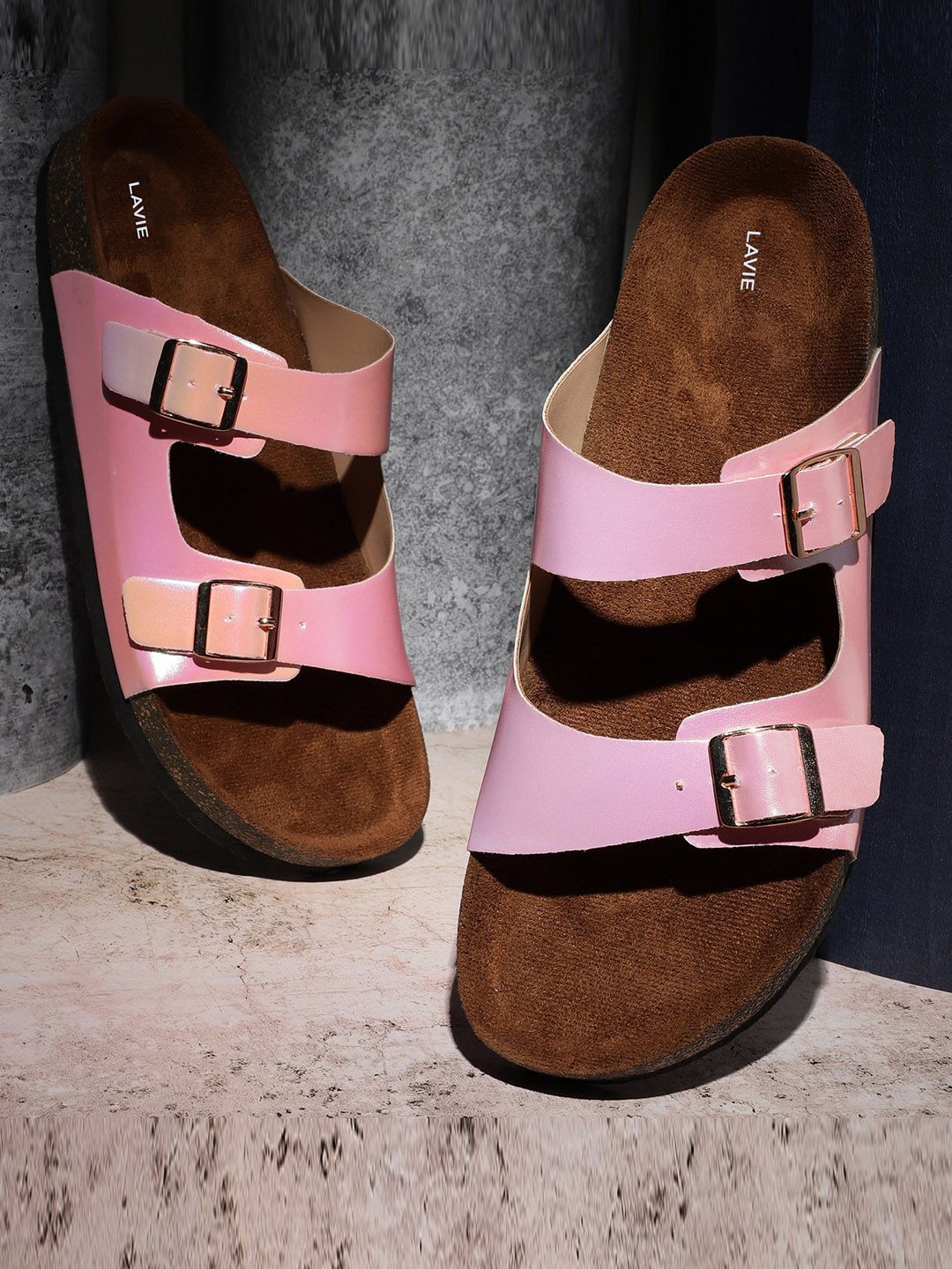Lavie Buckle Detail Open Toe Flats-image-13