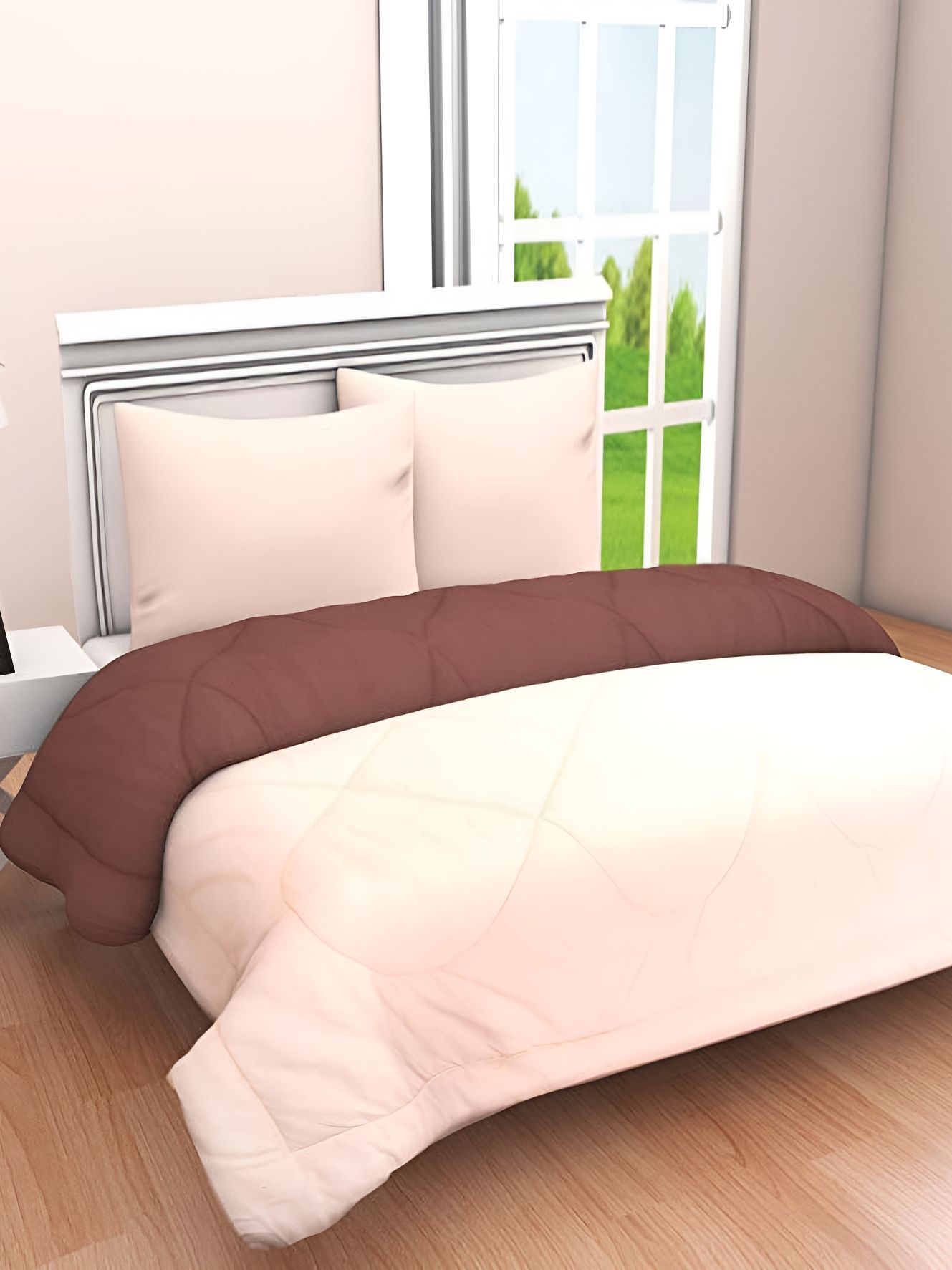 Comfowell Brown & Peach Heavy Winter 233 GSM Double Bed Comforter-picture-17