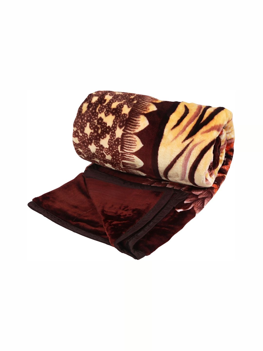 Comfowell Brown & Beige Microfiber Heavy Winter 110 GSM Double Bed Blanket-picture-13