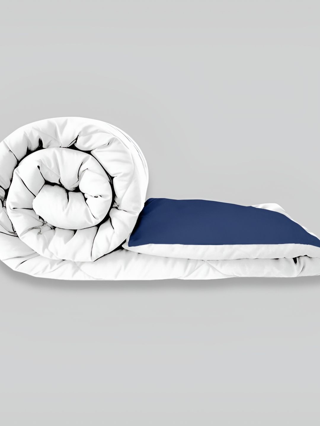 Comfowell White & Navy Blue Heavy Winter 233 GSM Single Bed Quilt-picture-18
