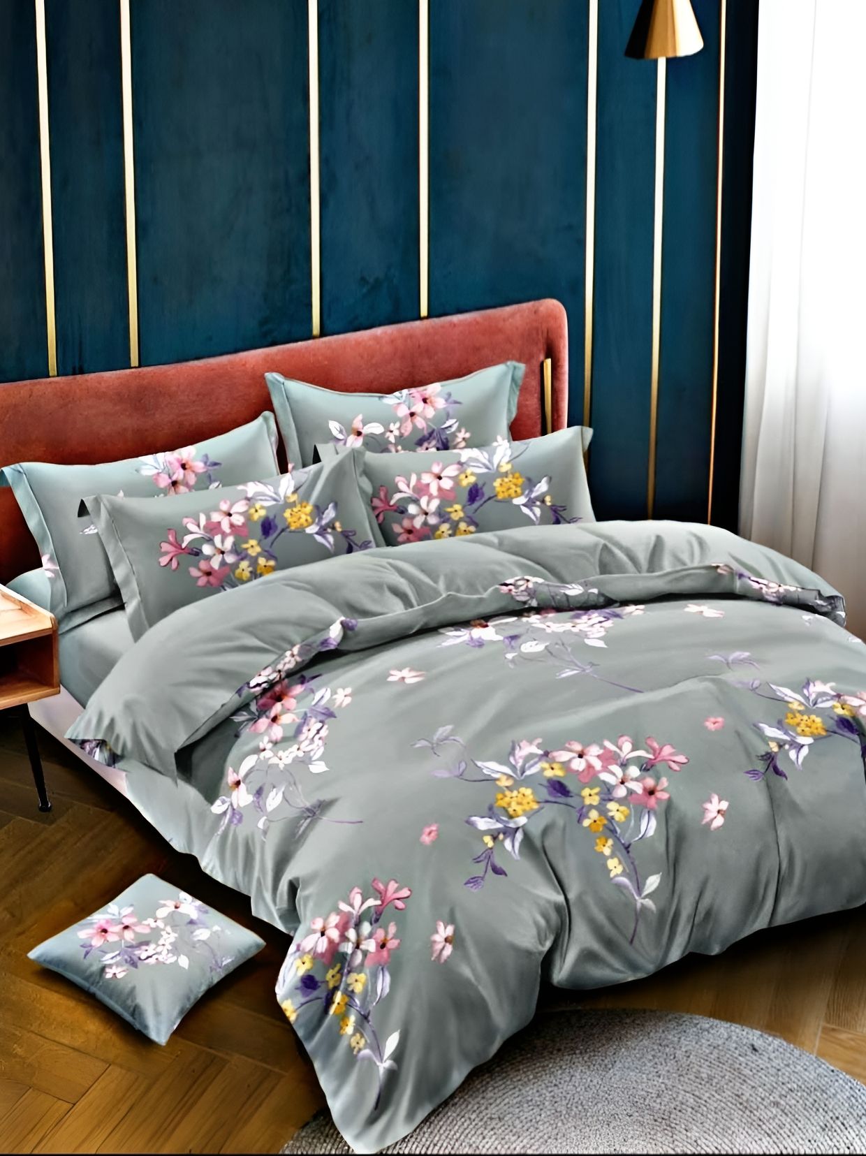 Comfowell Grey & White Floral Heavy Winter 233 GSM Double Bed Comforter-picture-24