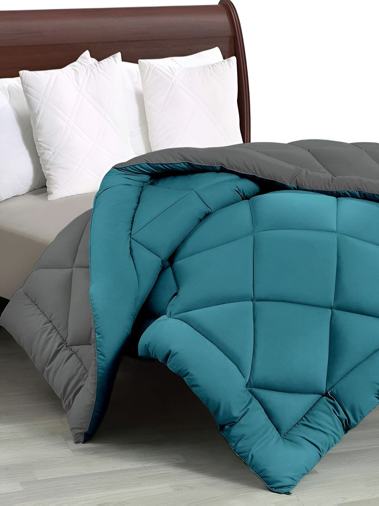 Comfowell Blue & Grey Heavy Winter 233 GSM Double Bed Quilt-picture-33