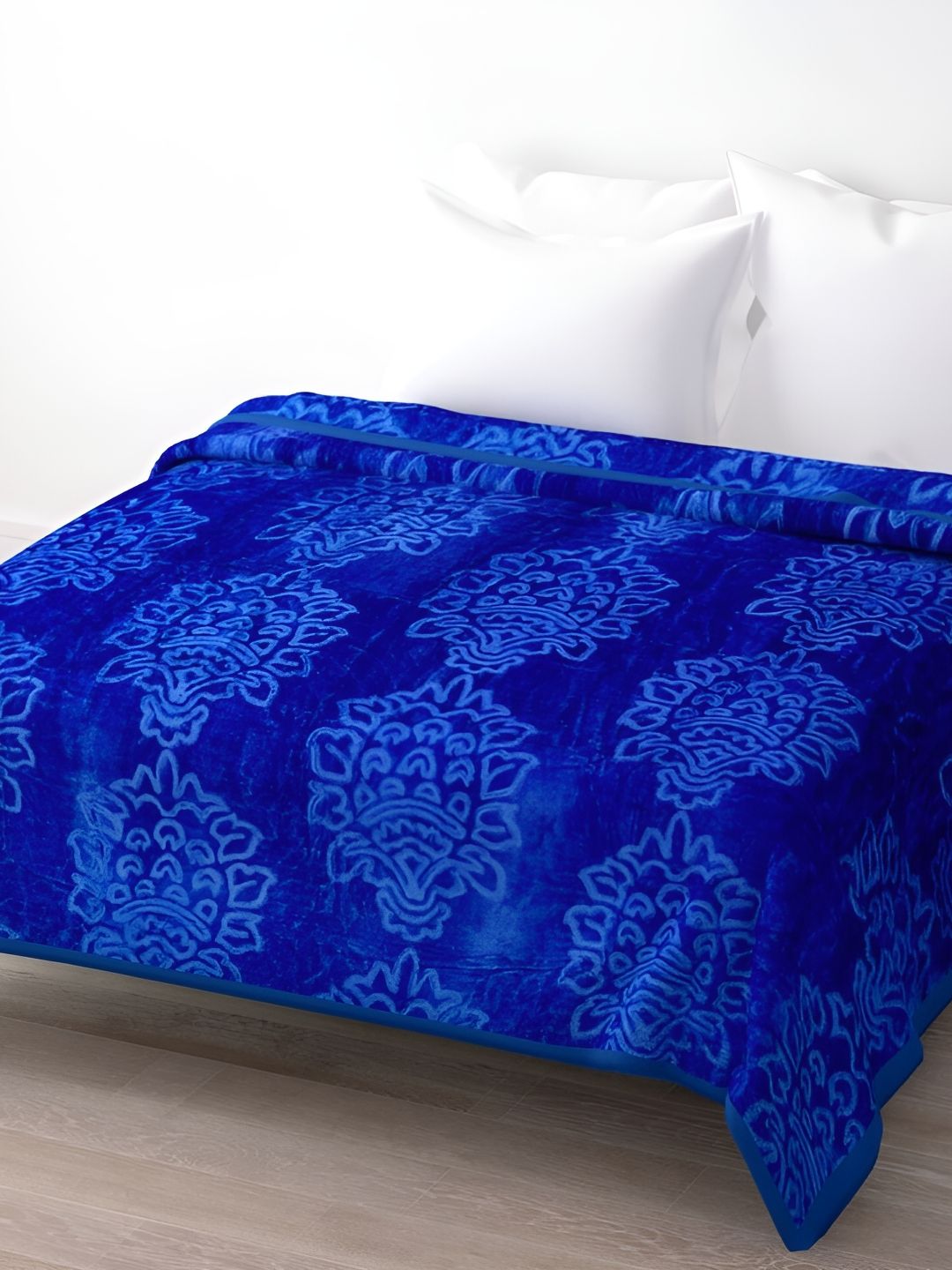 Comfowell Blue Floral Microfiber Heavy Winter 500 GSM Double Bed Blanket-picture-40
