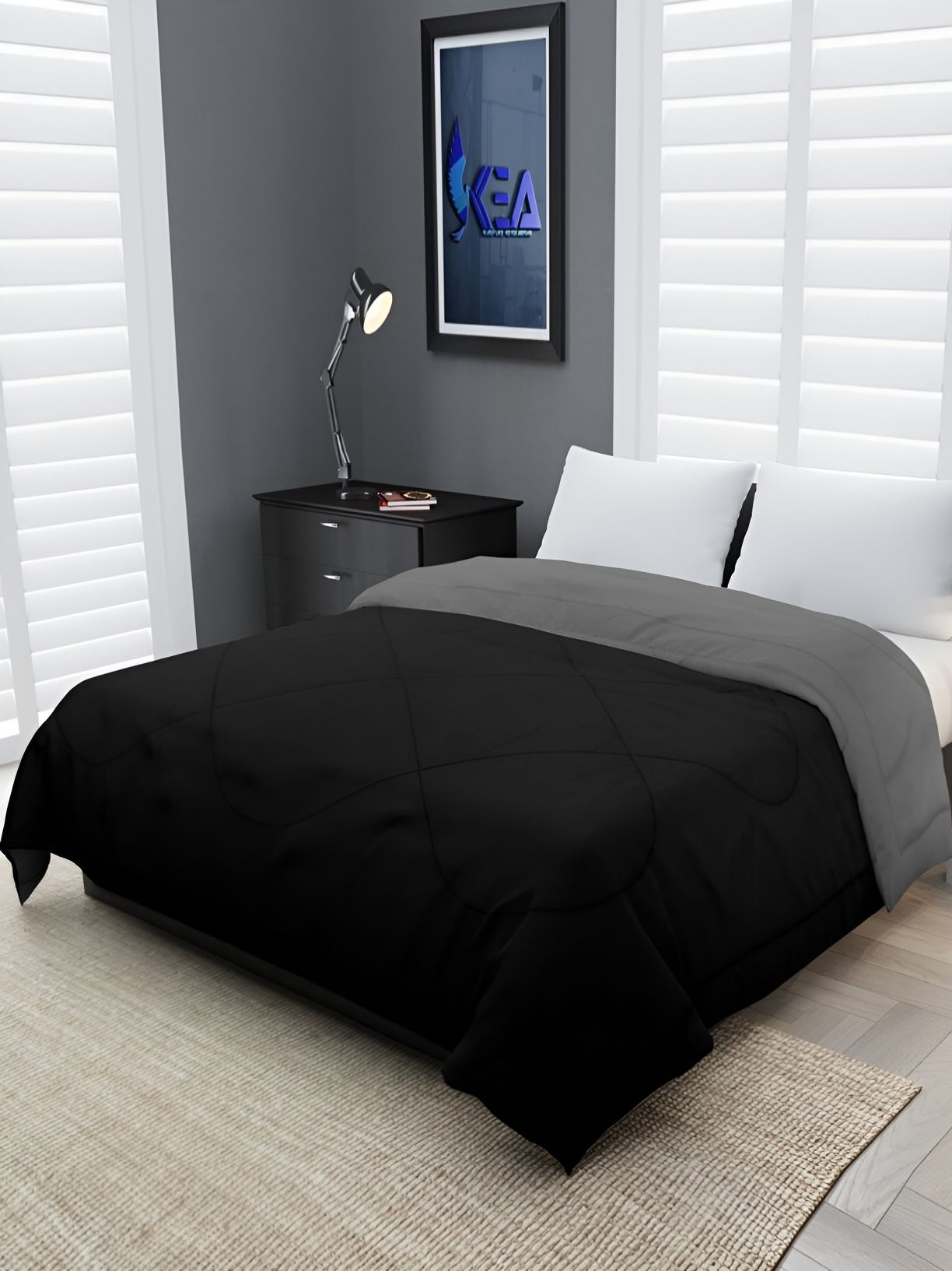 Comfowell Black & Grey Heavy Winter 233 GSM Double Bed Quilt-picture-11