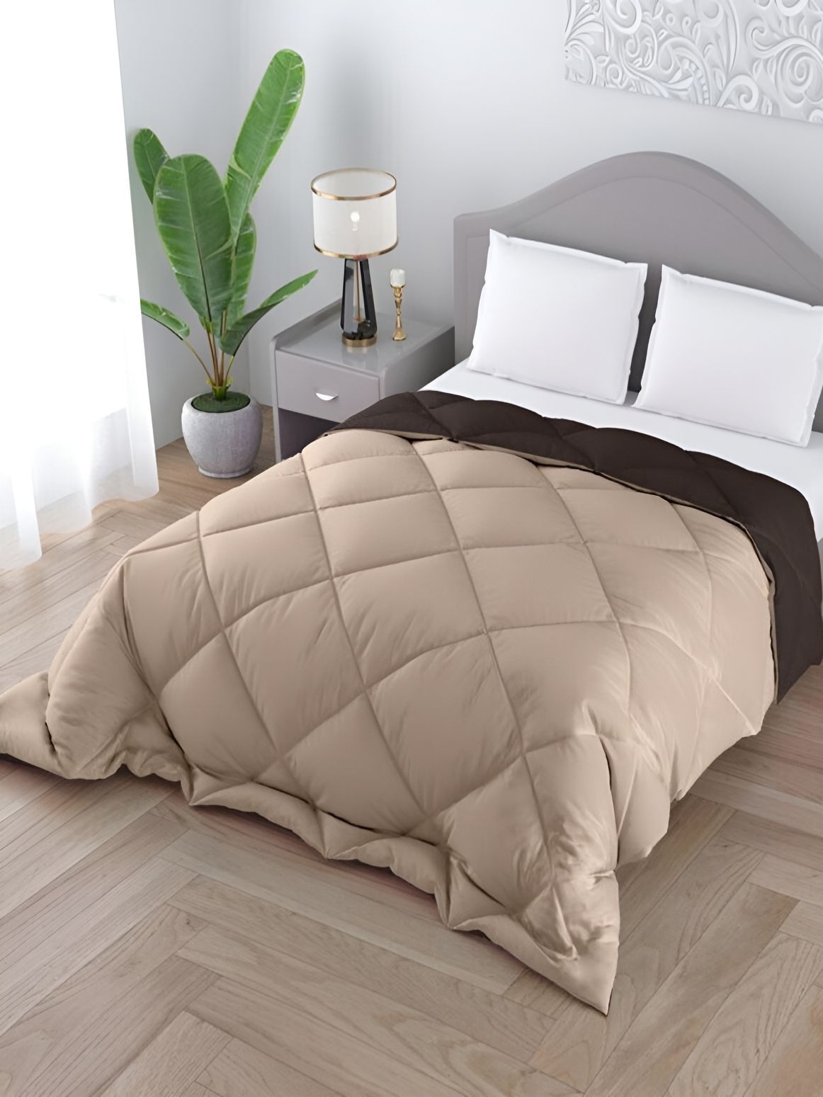 Comfowell Brown & Beige Heavy Winter 233 GSM Double Bed Quilt-image-35