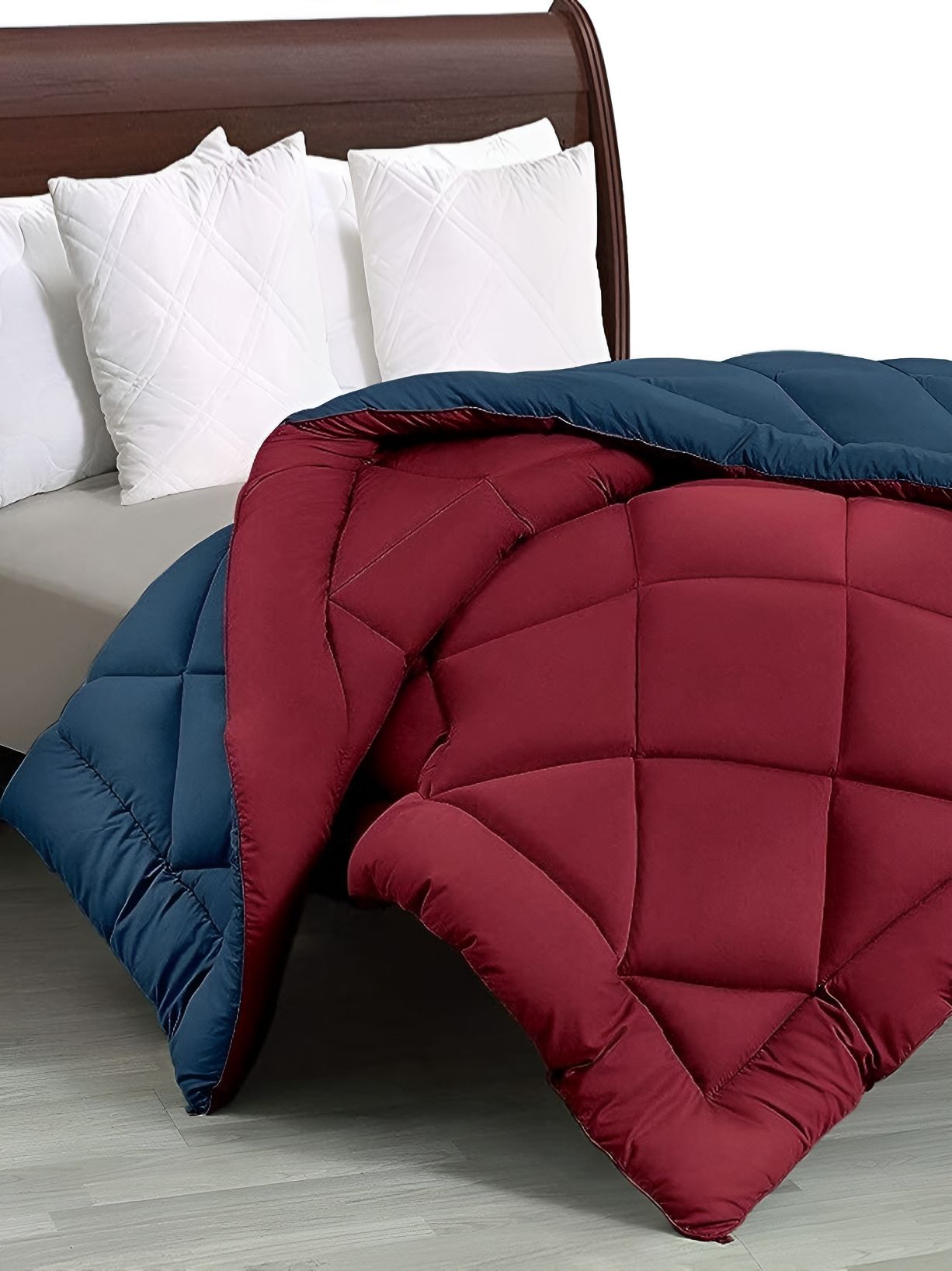 Comfowell Navy Blue & Maroon Heavy Winter 233 GSM Single Bed Quilt-picture-13