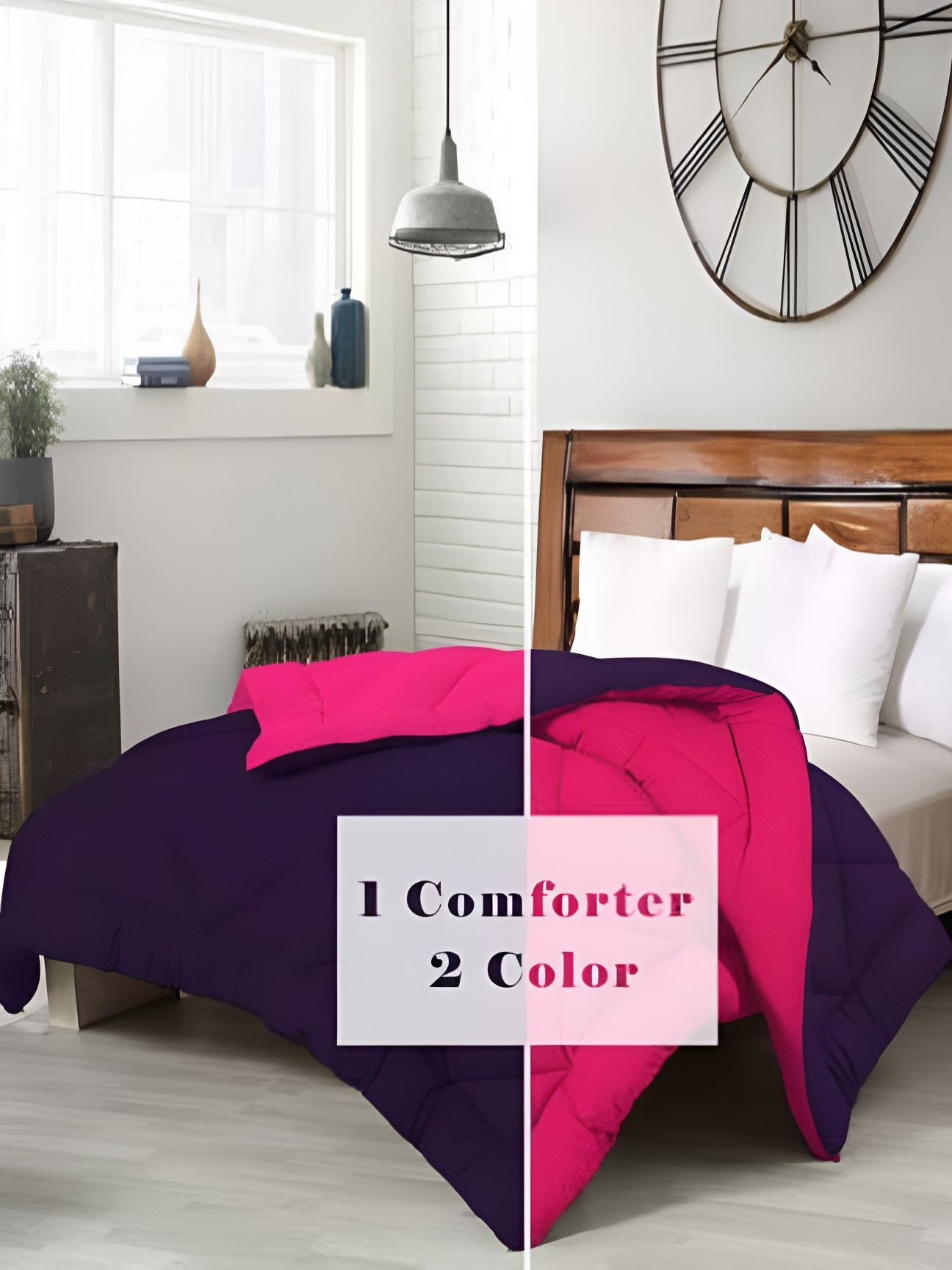 Comfowell Purple & Pink Heavy Winter 233 GSM Double Bed Comforter-picture-10