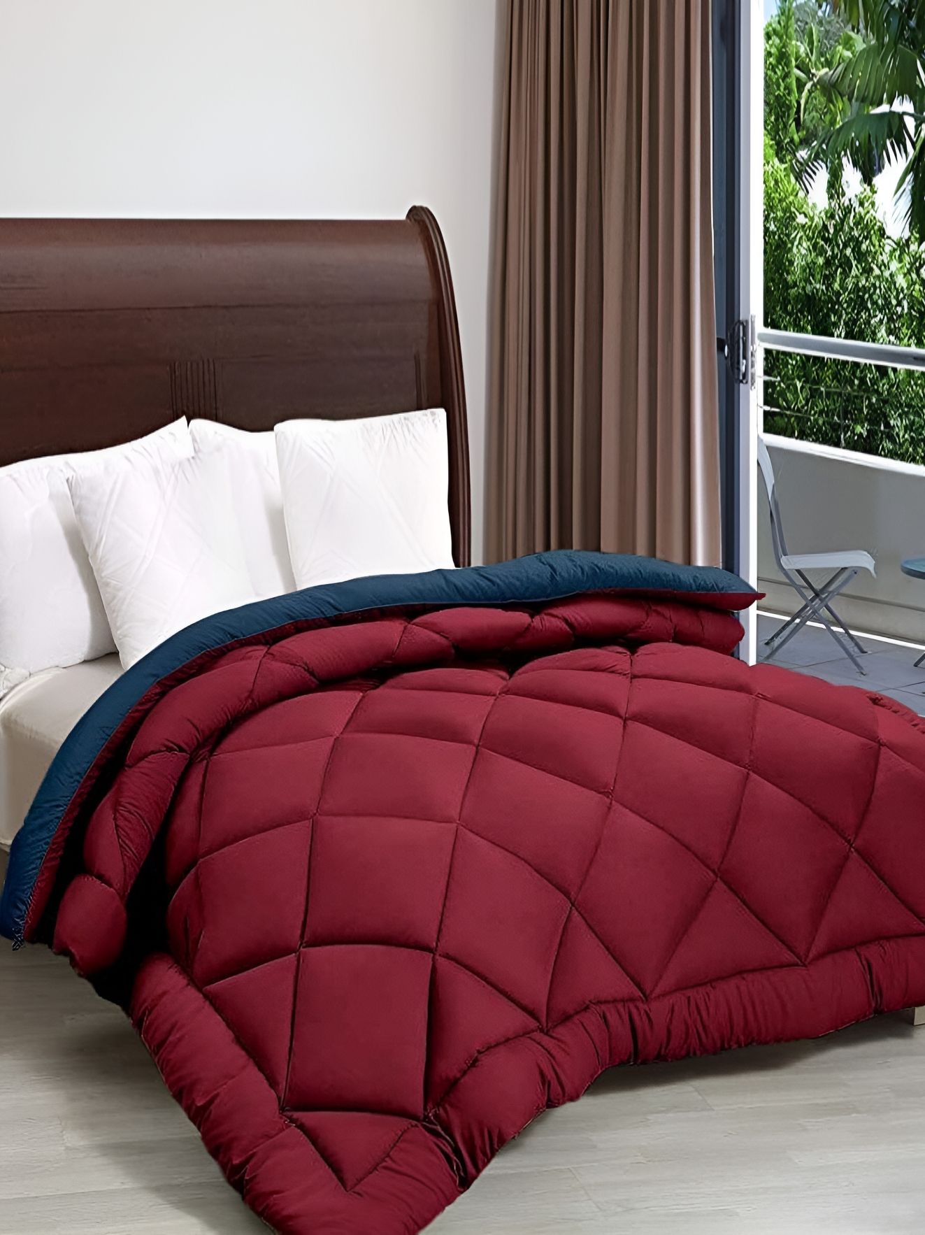 Comfowell Maroon & Navy Blue Heavy Winter 233 GSM Single Bed Comforter-picture-12