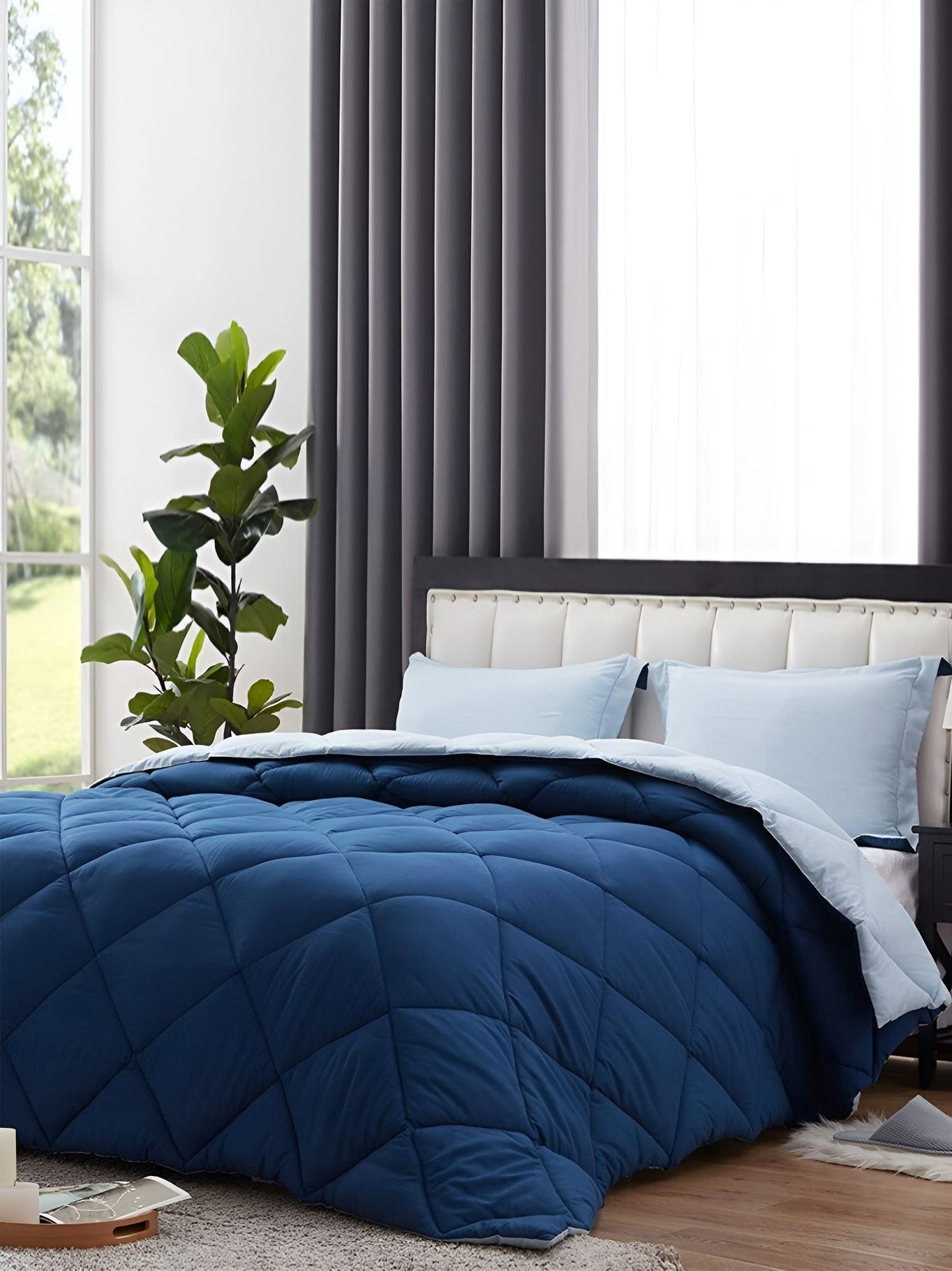Comfowell Blue & Turquoise Blue Heavy Winter 233 GSM Single Bed Quilt-image-19