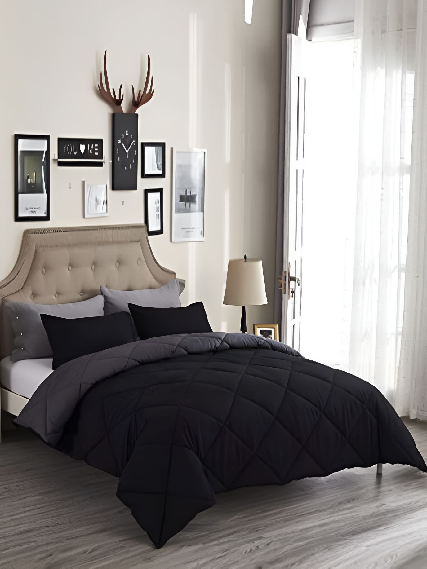 Comfowell Black & Grey Heavy Winter 233 GSM Single Bed Quilt-picture-13