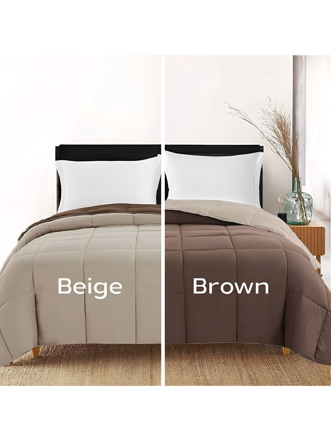 Comfowell Beige & Brown Geometric Heavy Winter 233 GSM Double Bed Comforter-picture-19