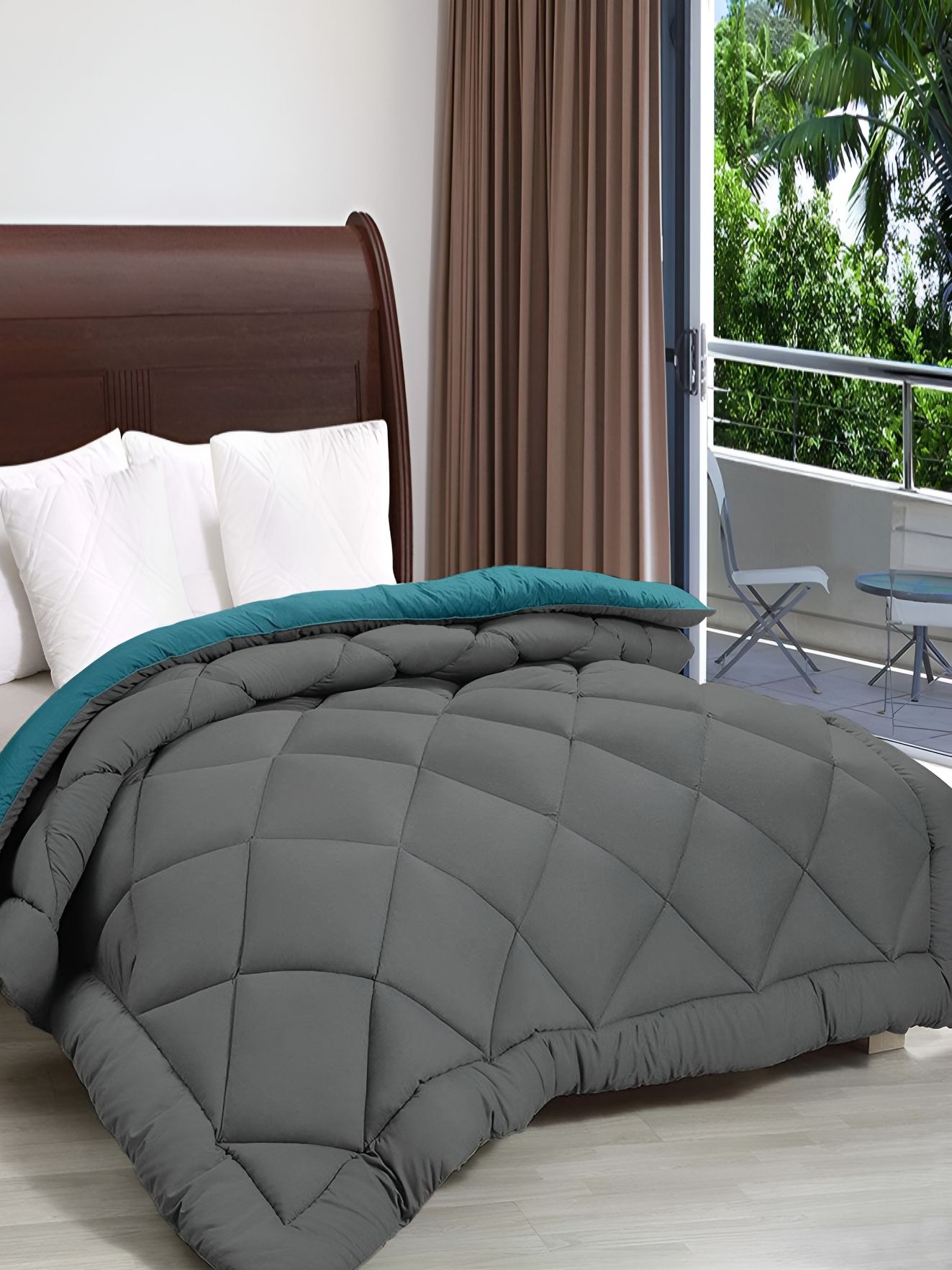 Comfowell Blue & Grey Microfiber Heavy Winter 233 GSM Single Bed Comforter-image-13