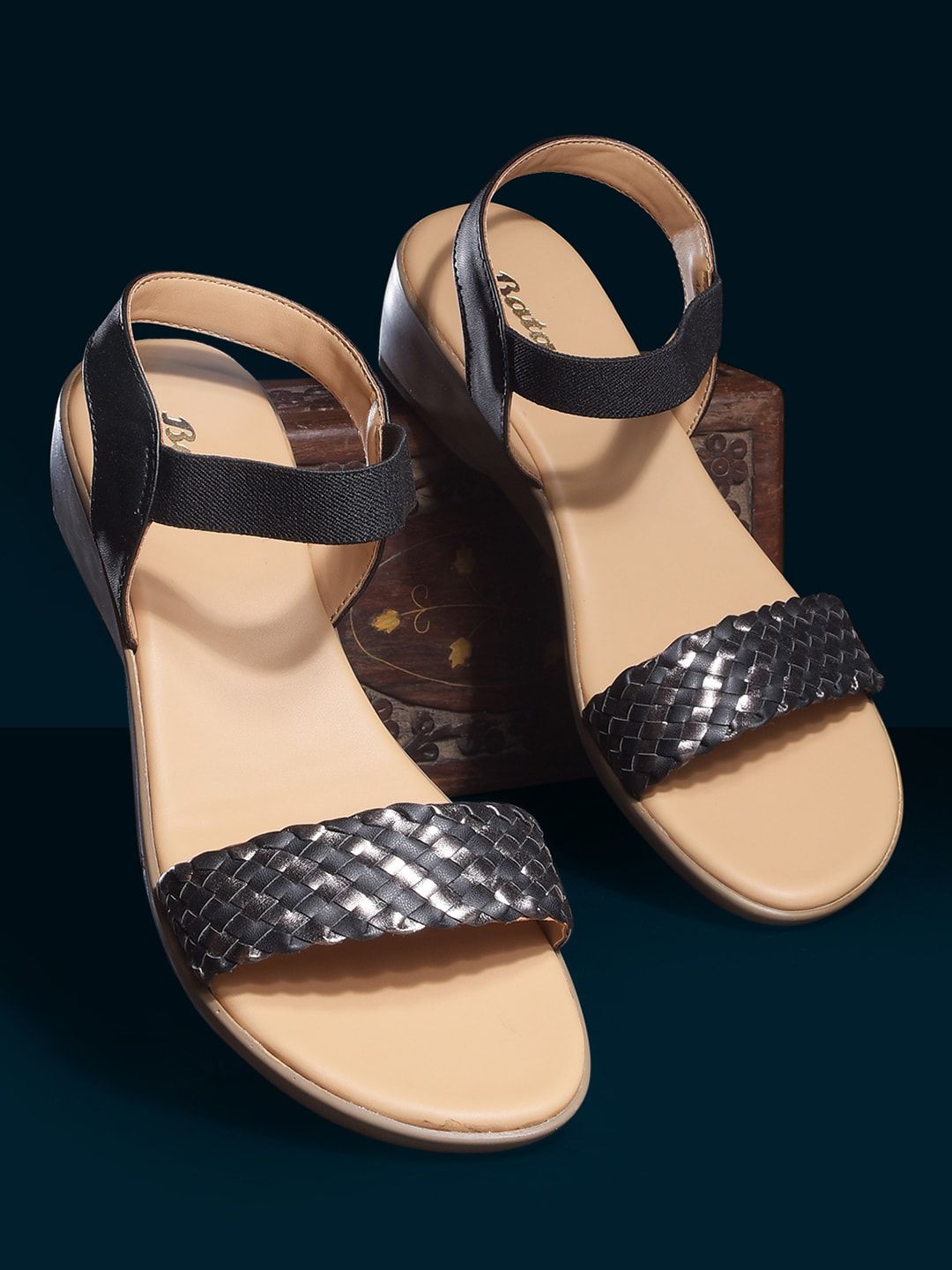 Bata Textured Open Toe Platform Heels-image-49