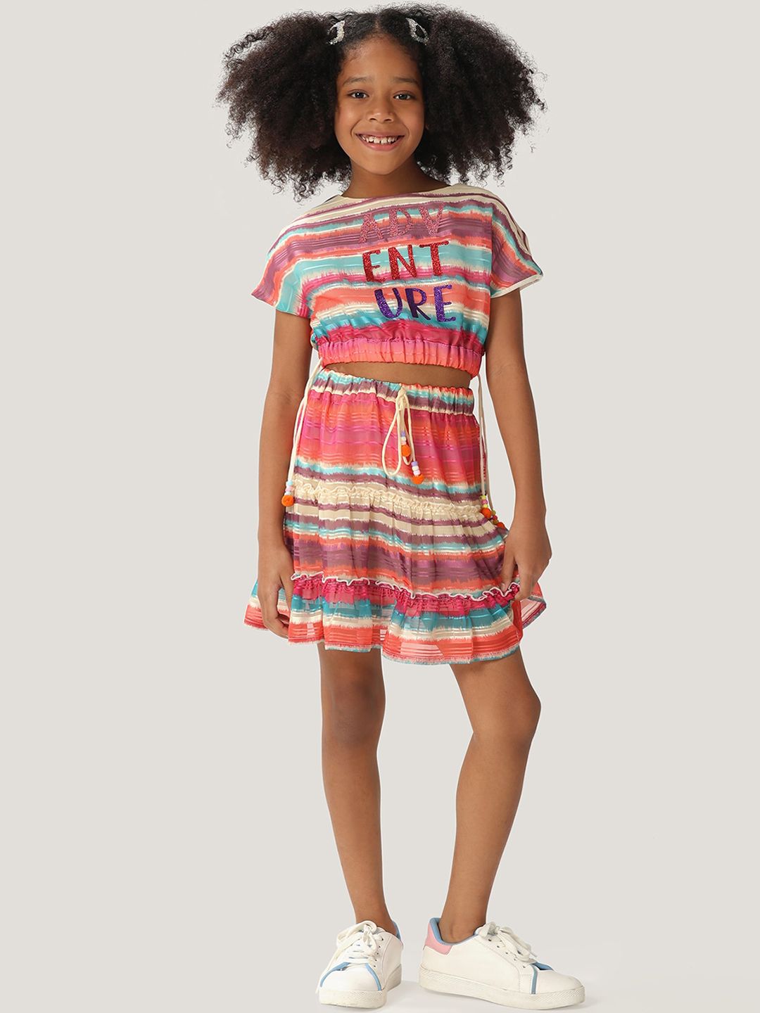 One Friday Girls Striped A-Line Knee Length Skirt-picture-38