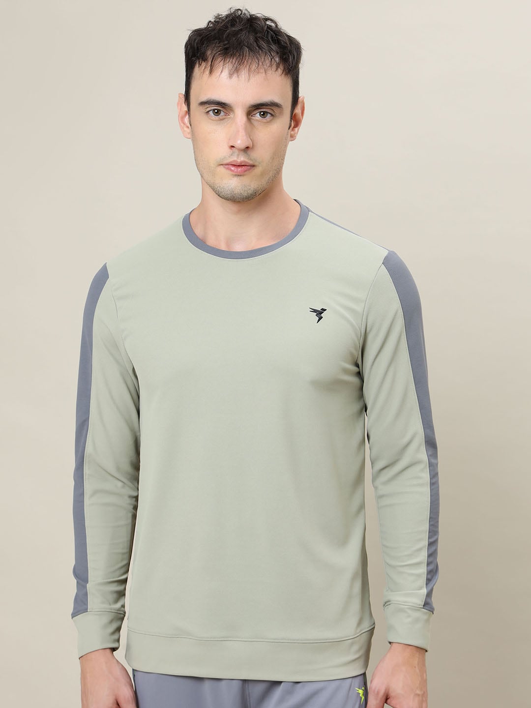 Technosport SS'24 Colourblocked Round Neck Long Sleeves Antimicrobial Slim Fit T-shirt