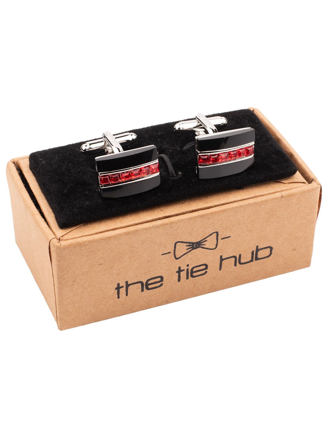 The Tie Hub Silver-Plated Striped Rectangular Cufflink-picture-16