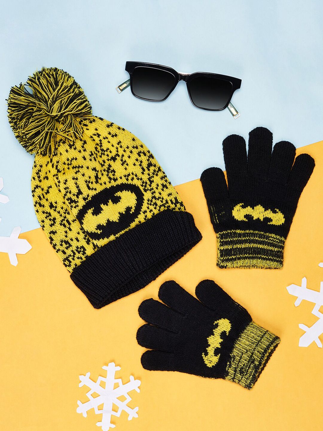 Pantaloons Junior Boys Printed Acrylic Beanie Cap with Gloves-picture-26