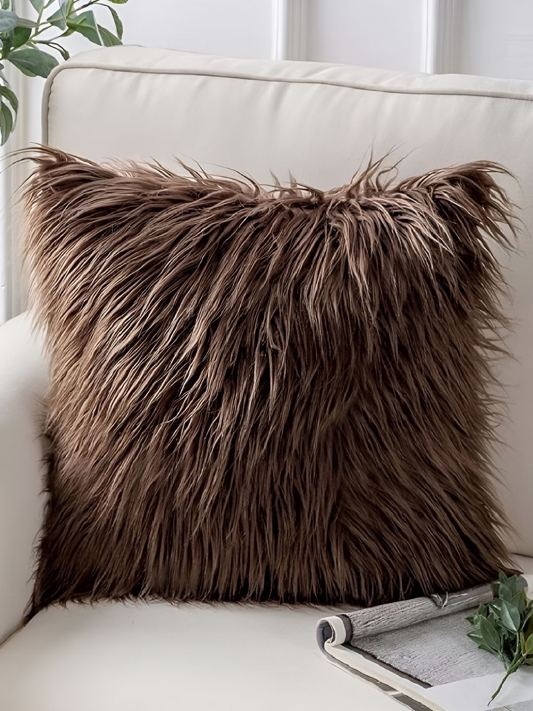 TANLOOMS Brown 2 Pcs Quirky Square Cushion Covers-image-35