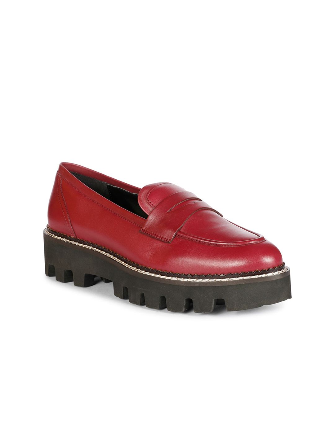 Saint G Textured Round Toe Leather Platform Heeled Pumps-image-35