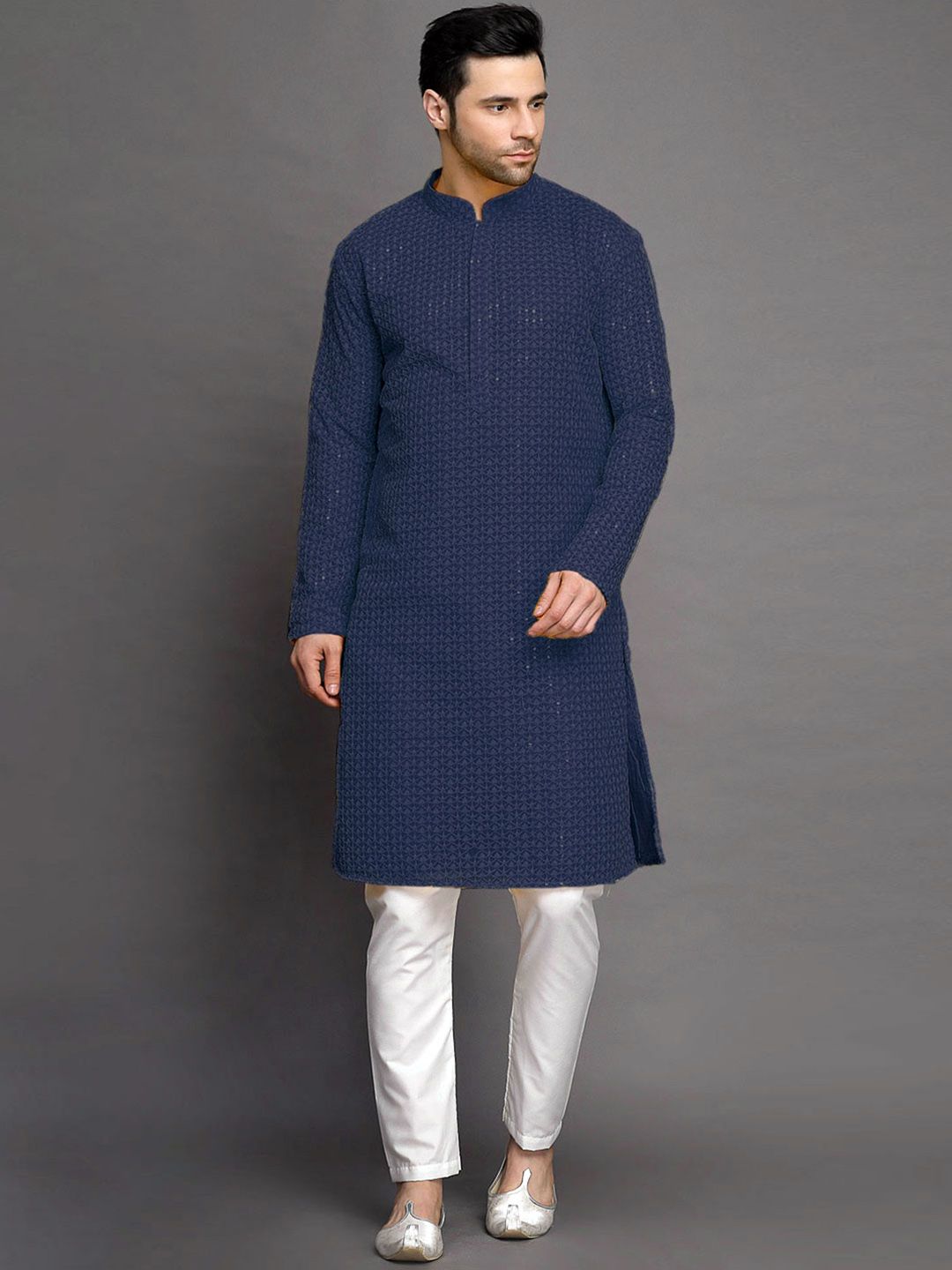 Utsav Fashion Ethnic Motifs Embroidered Regular Thread Work Kurta with Pyjamas-picture-32