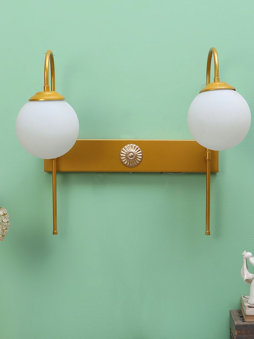 decorativeray Gold Toned & White Spherical Metal Contemporary Wall Lamp-image-46