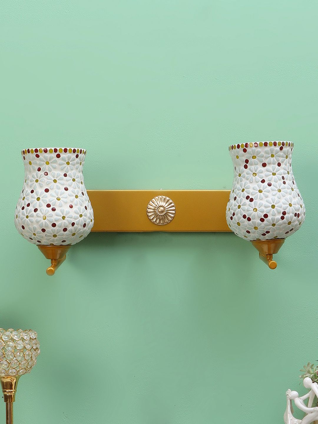 decorativeray Gold Toned &  White Bell Shaped Wall Lamps-image-36