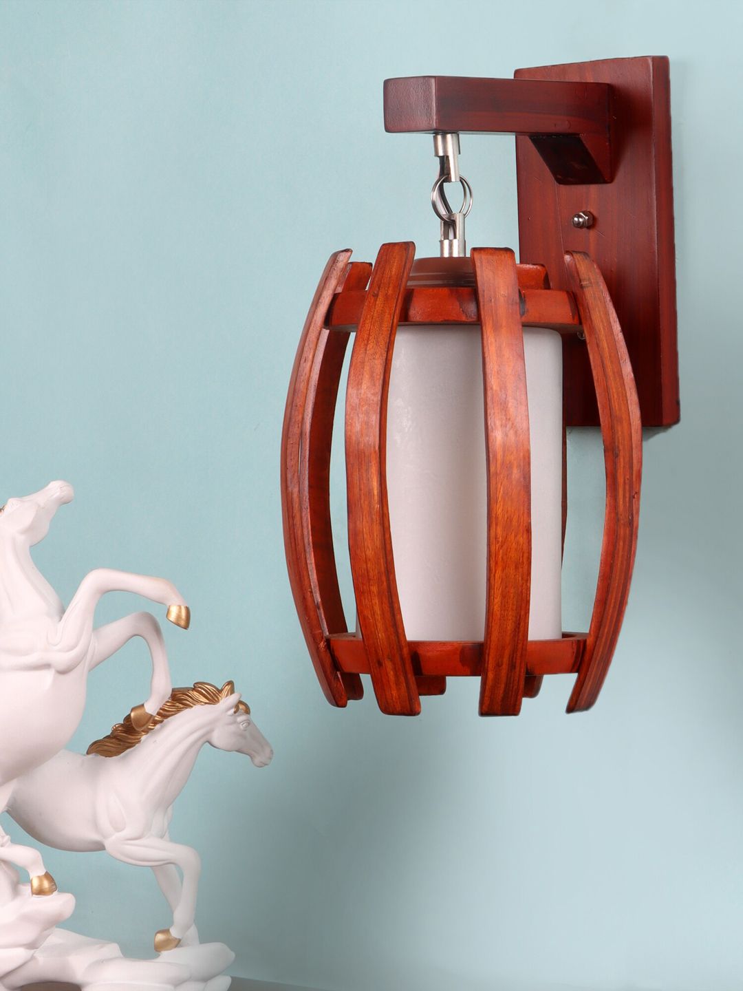 decorativeray Brown & White Abstract Shaped Wooden Wall Lamp-image-7