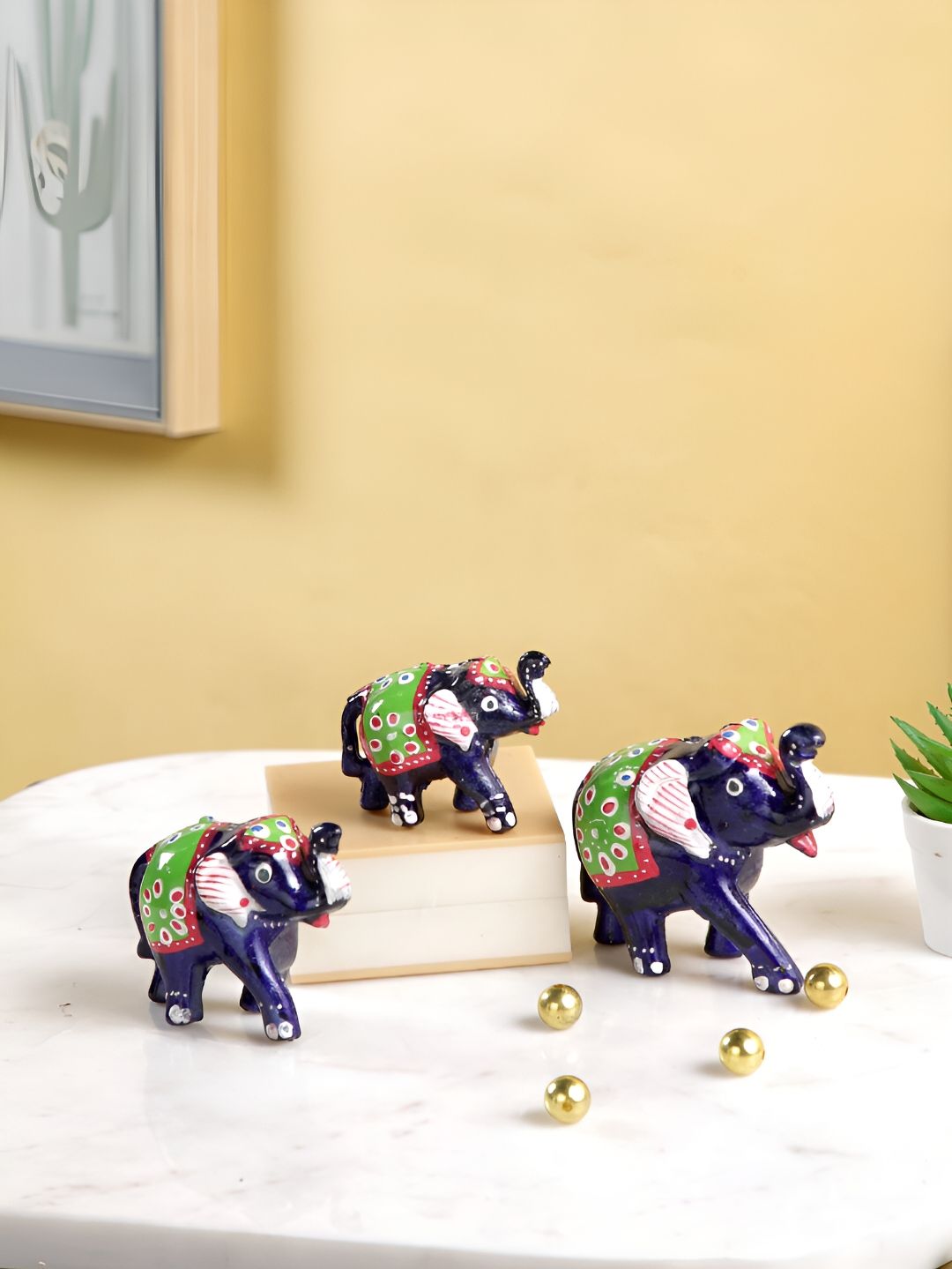 CraftVatika Blue 3 Pieces Medium Figurine Showpiece-image-24