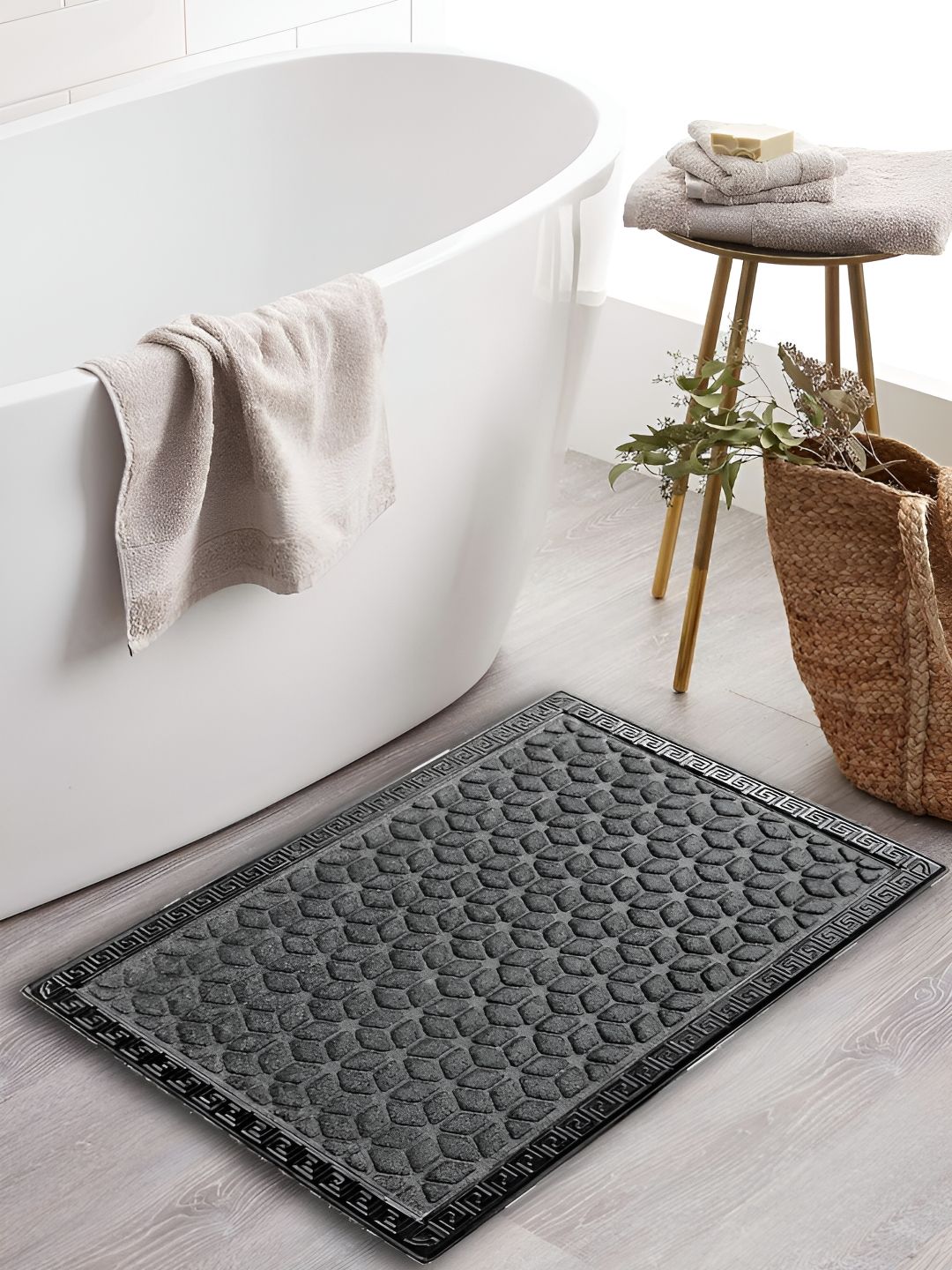 AaHo Decor Grey & Black Waterproof Anti-Skid Rubber Doormat-image-25