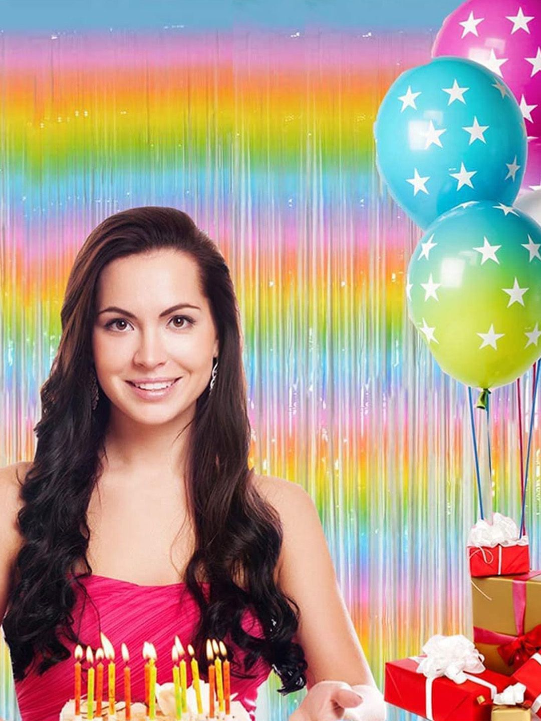 Special You Yellow & Blue 2 Pieces Pastel Rainbow Fringe Curtains-picture-15