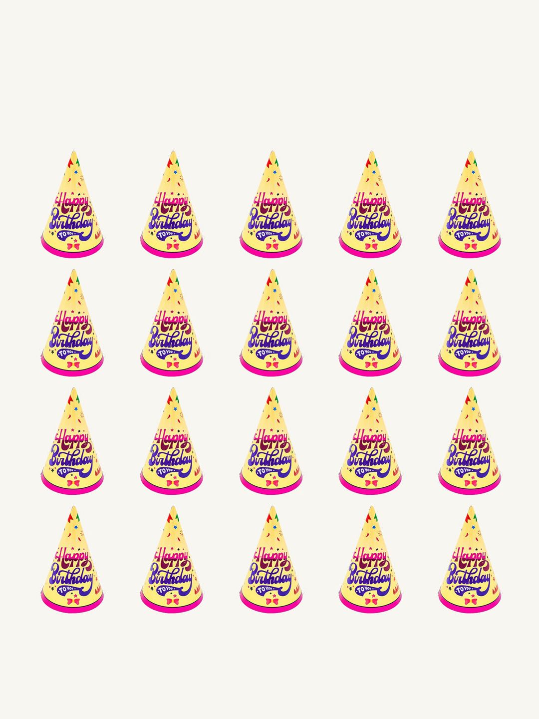 Special You Kids 20 Pcs Yellow & Pink Printed Birthday Caps-image-21