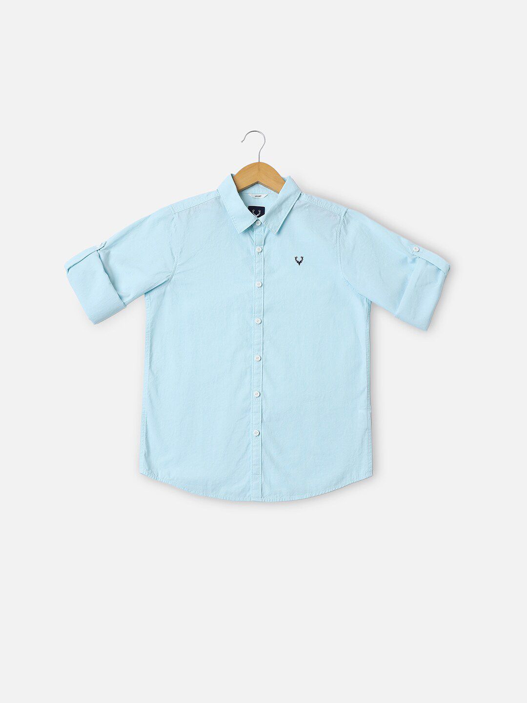 Allen Solly Junior Boys Slim Fit Spread Collar Long Roll Up Sleeves Cotton Casual Shirt-picture-38