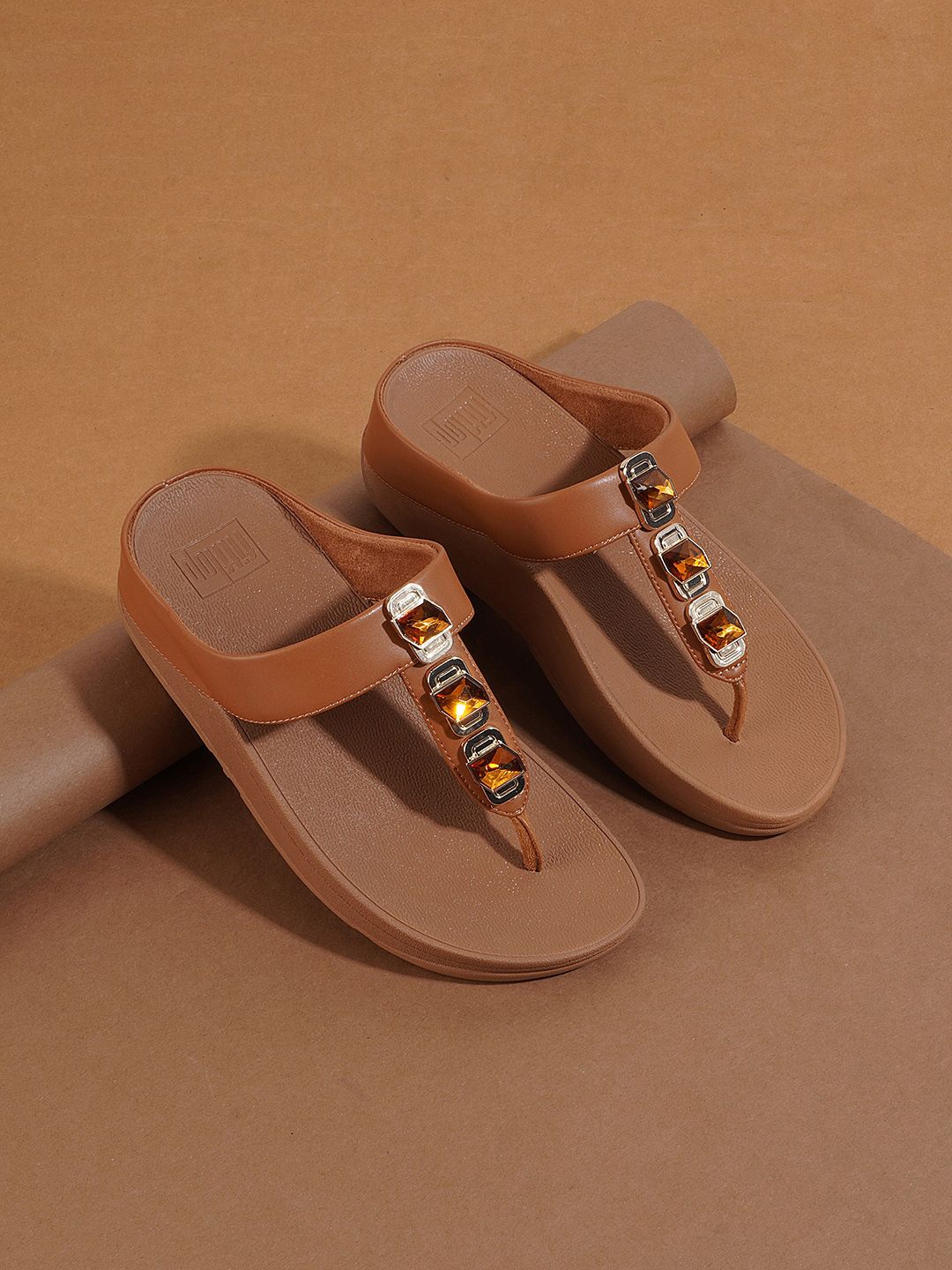 fitflop Embellished Leather Open Toe Wedges