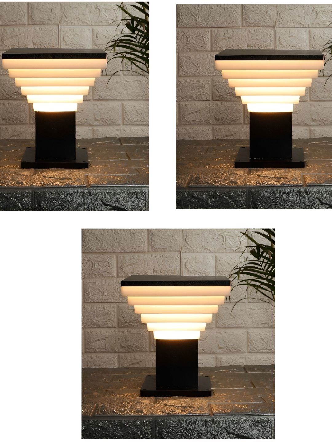Areezo Black & White 3 Pcs Textured Outdoor Lamps-picture-42