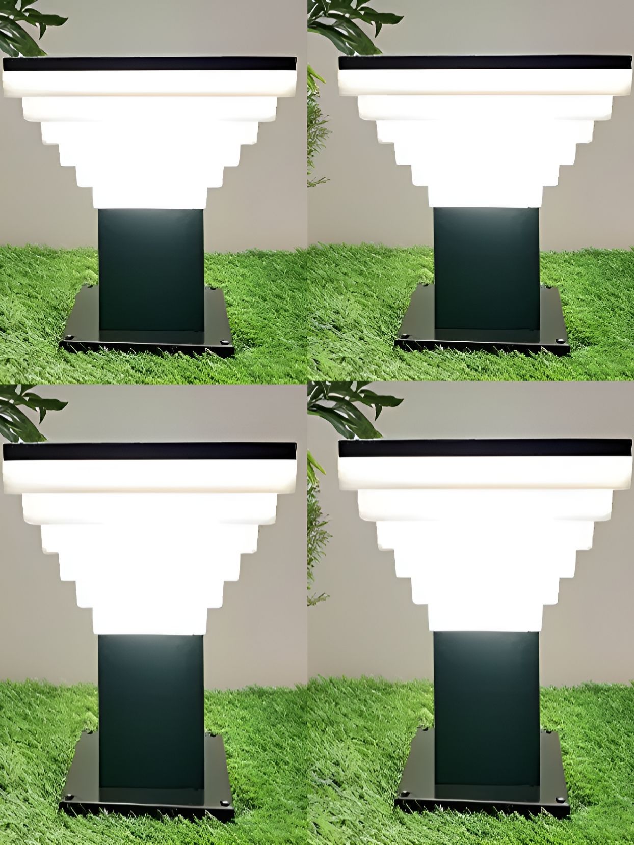 Areezo 4-pcs Black & White Textured Outdoor Gate Lamps-image-11