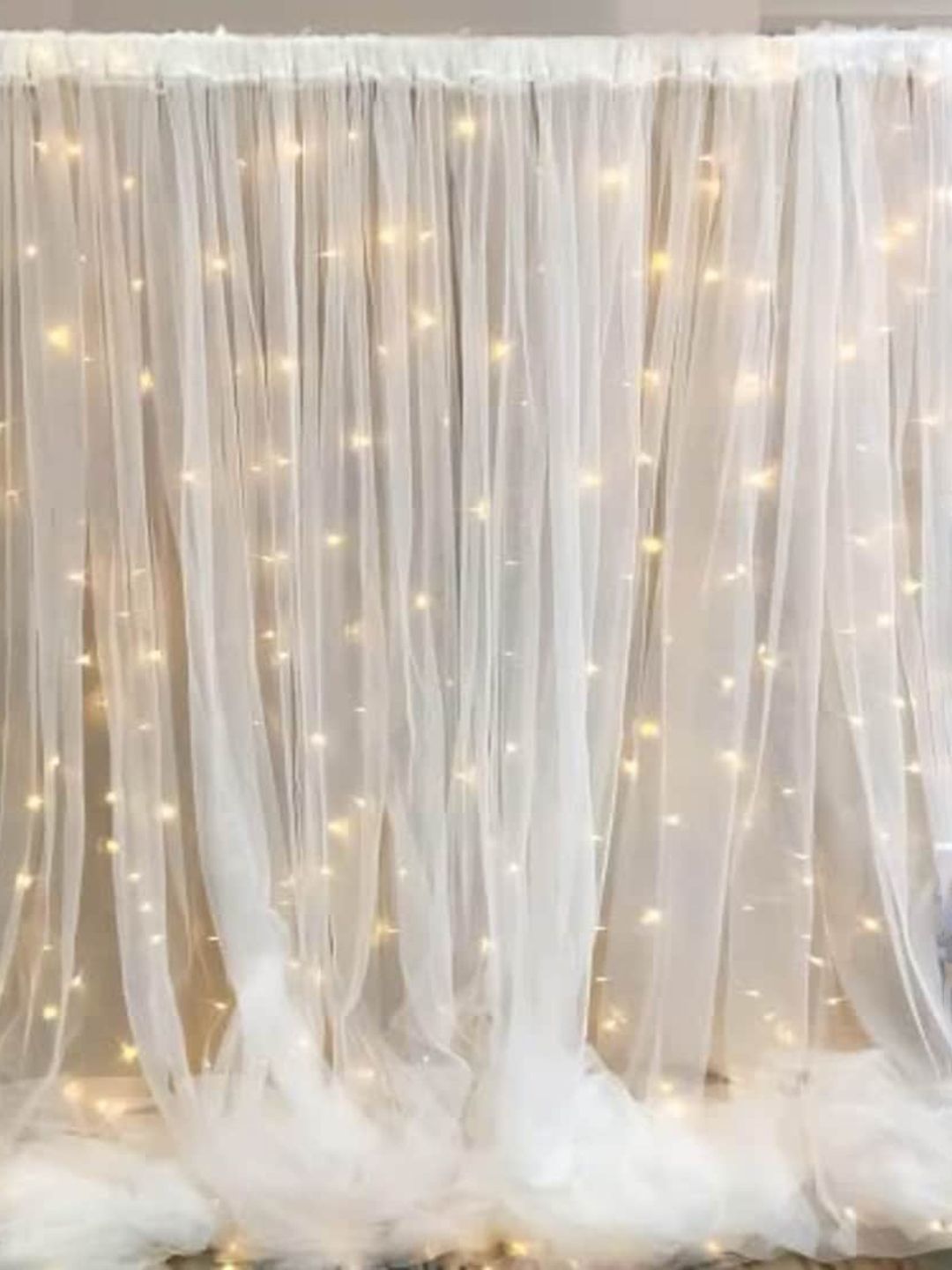Special You White 6 Pieces Backdrop Curtain & LED Fairy Lights Party Decorations
