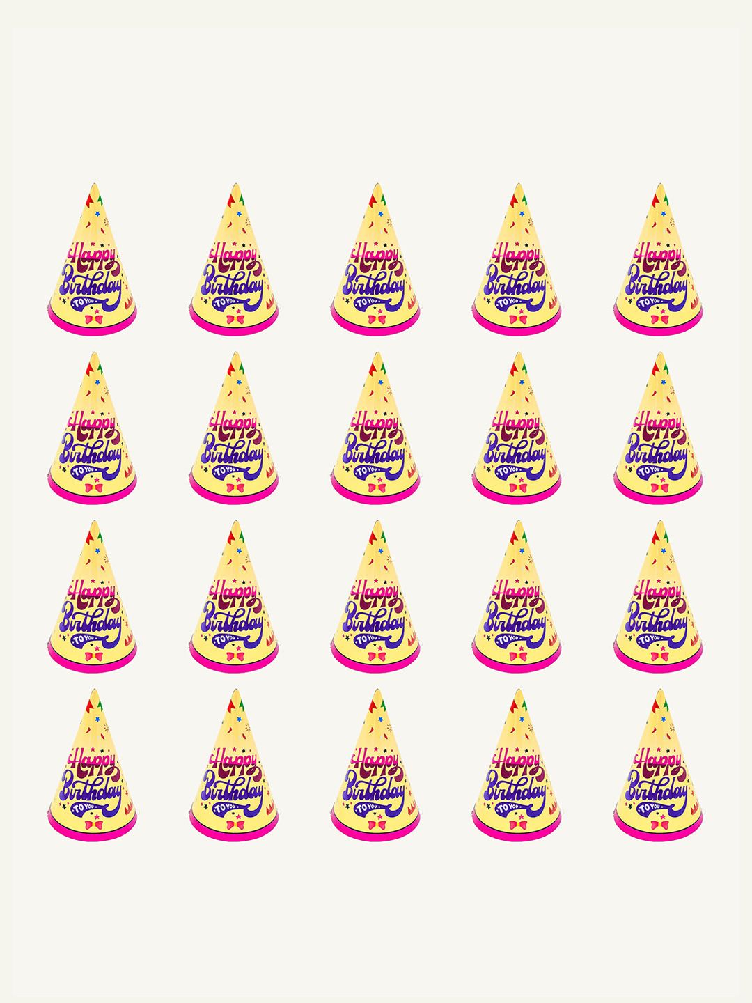 Special You 20-Pcs Yellow & Blue Printed Small Happy birthday Caps-image-15