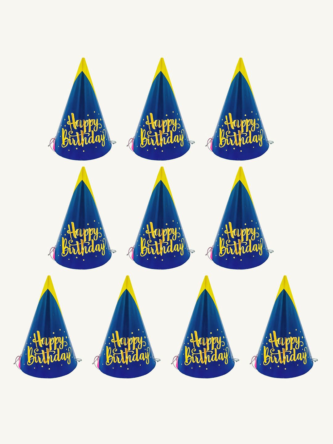 Special You 10 Pieces Blue & Yellow Printed Birthday Caps-picture-39