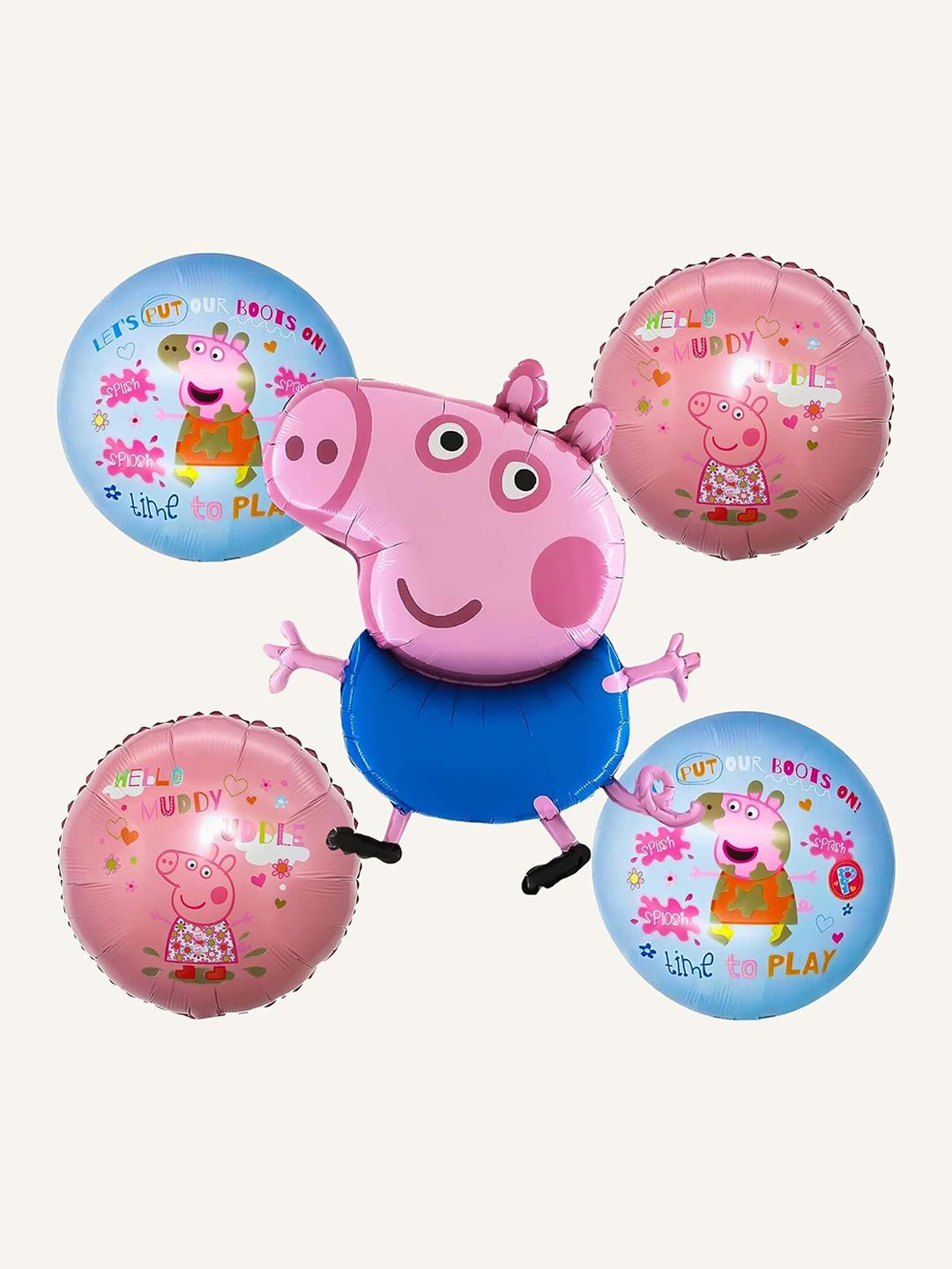 Special You Pink & Blue 5 Pieces Peppa Pig Theme Balloons Set-picture-24
